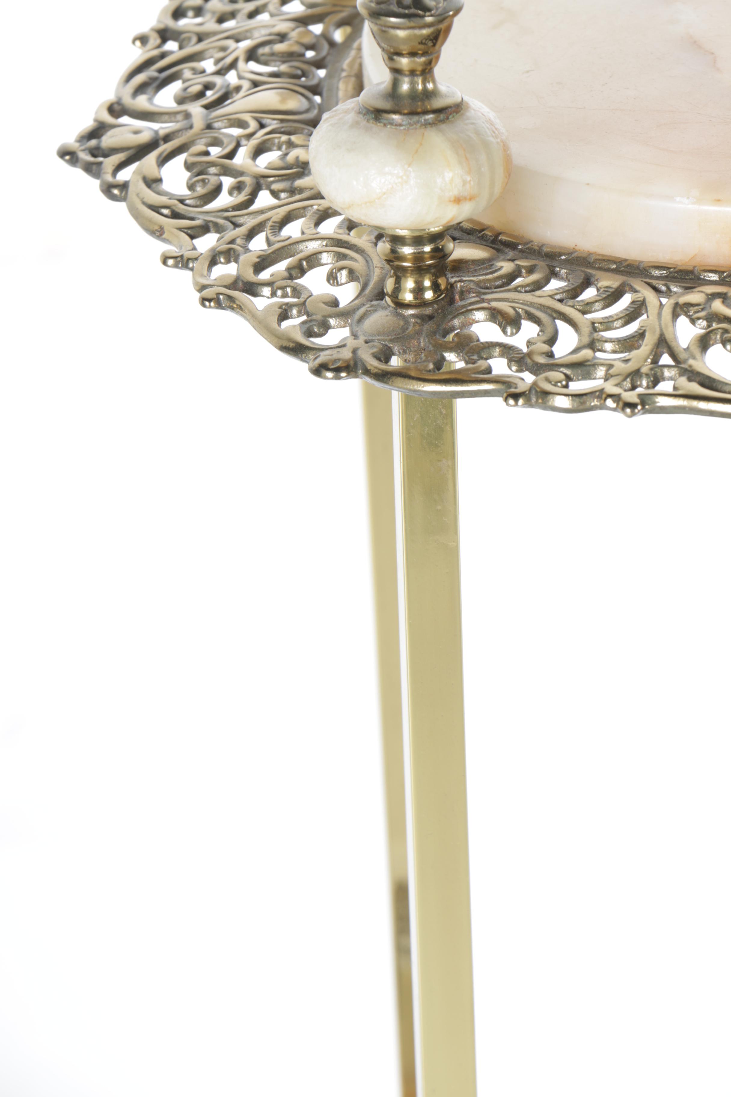 Brass and Stone Plant Stand