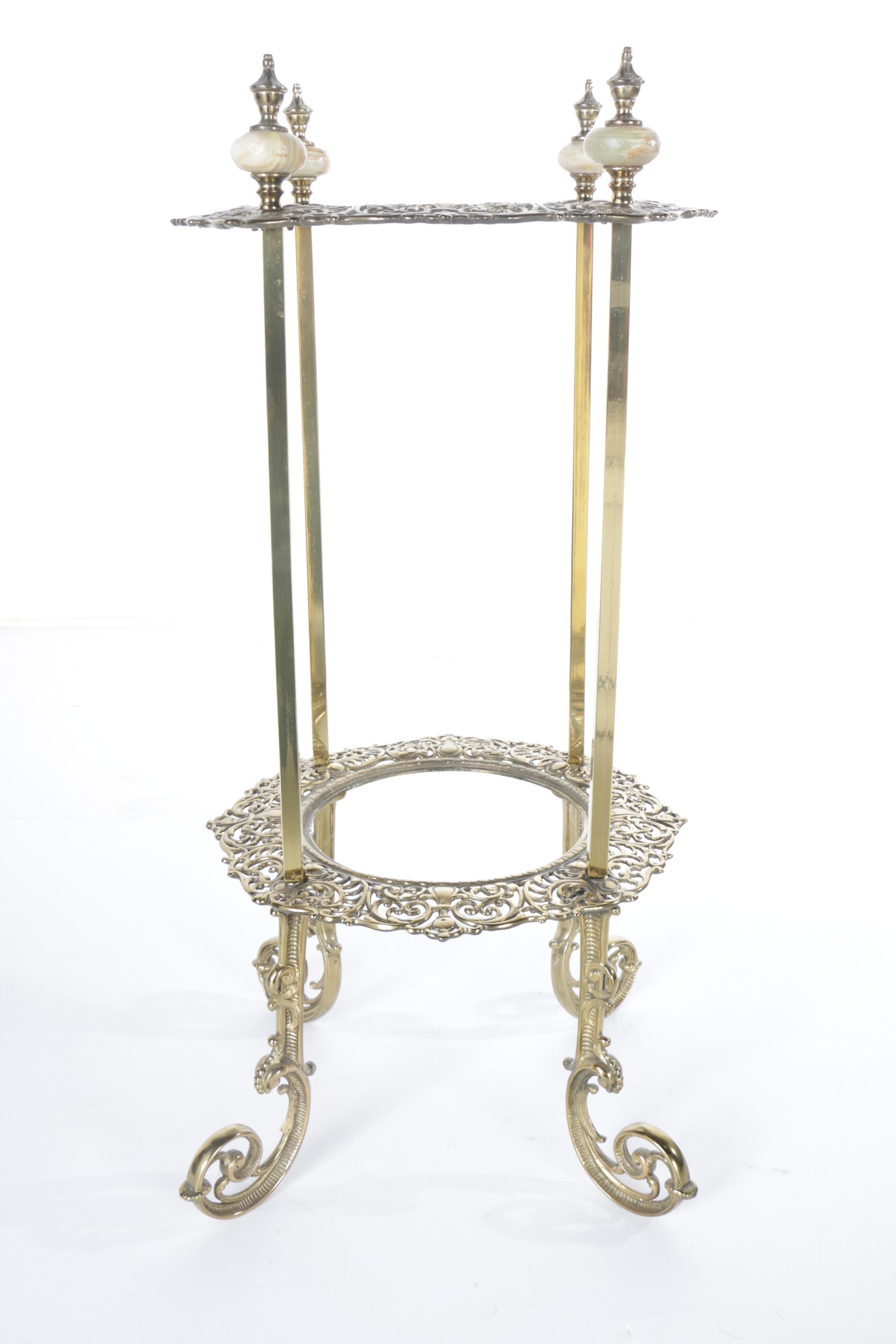 Brass and Stone Plant Stand