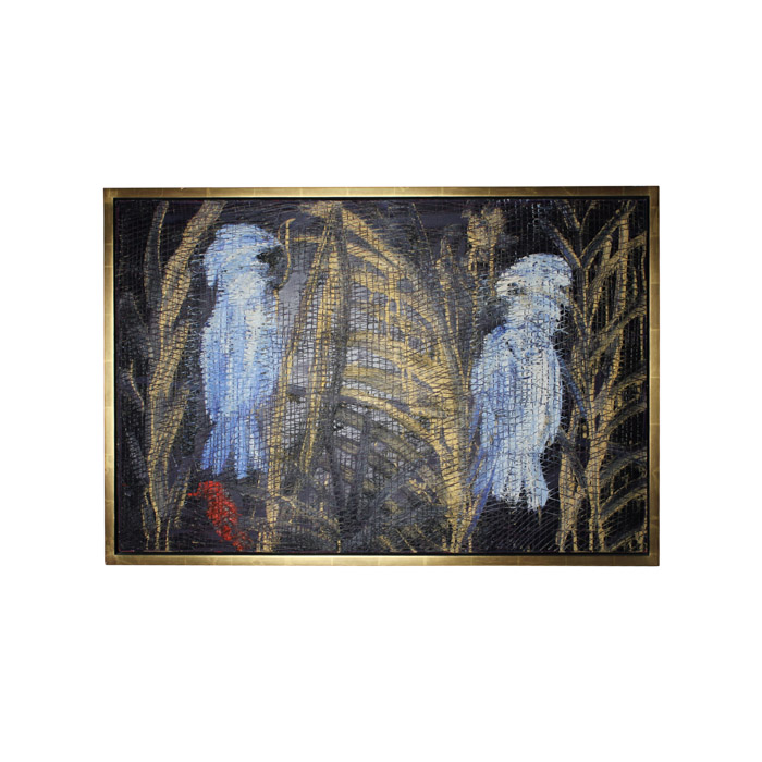 Hunt Slonem Oil Painting on Canvas "Scarlet's Return"