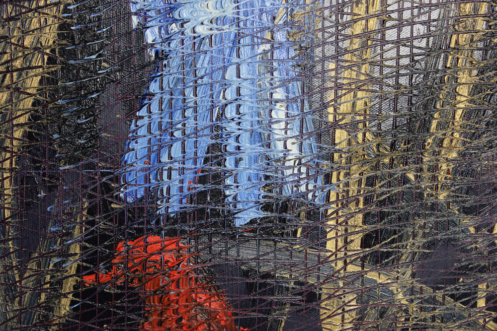 Hunt Slonem Oil Painting on Canvas "Scarlet's Return"