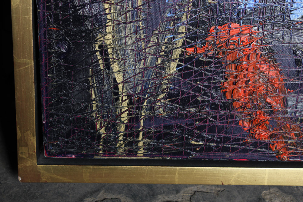 Hunt Slonem Oil Painting on Canvas "Scarlet's Return"