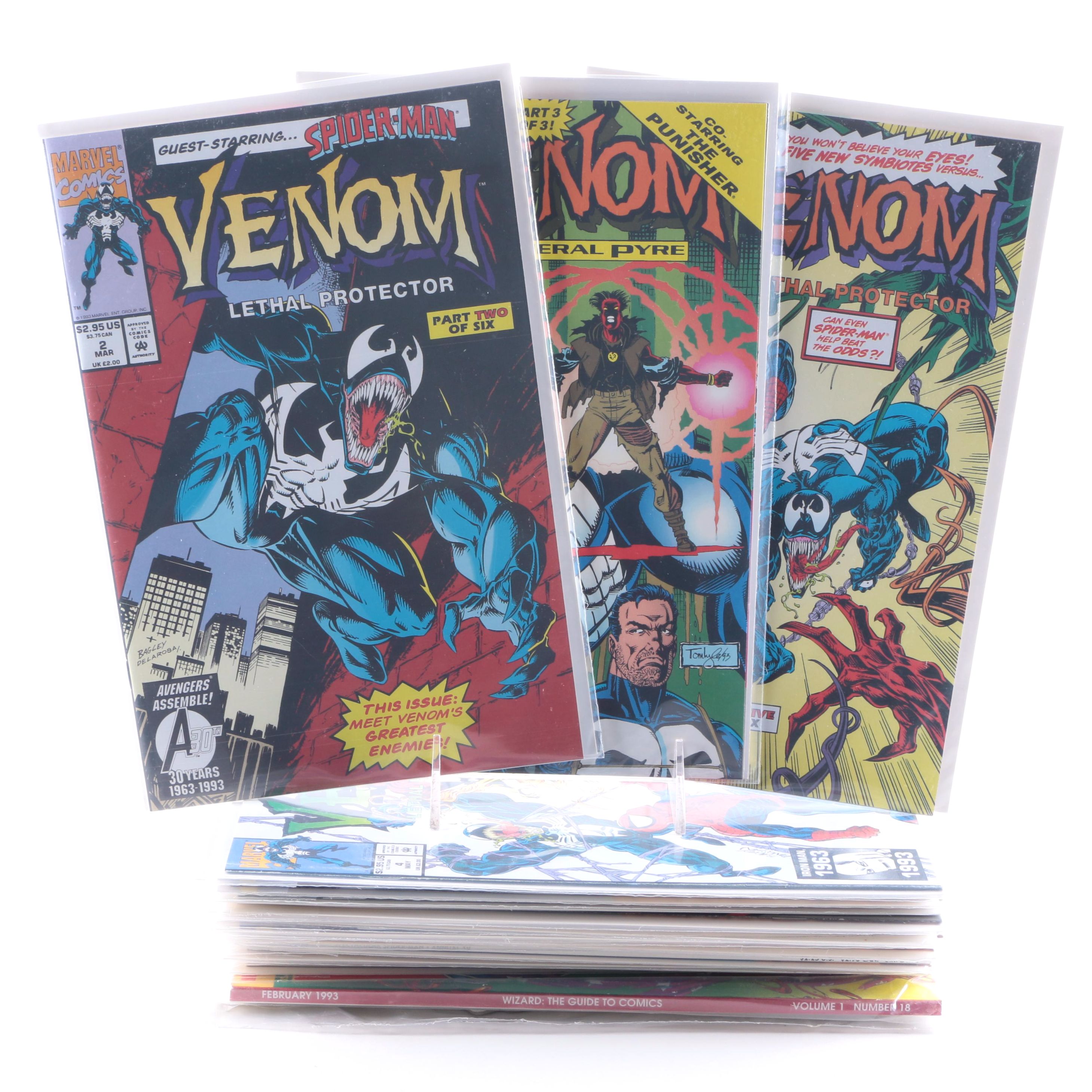 Assorted Marvel Symbiote Comics with Venom Display
