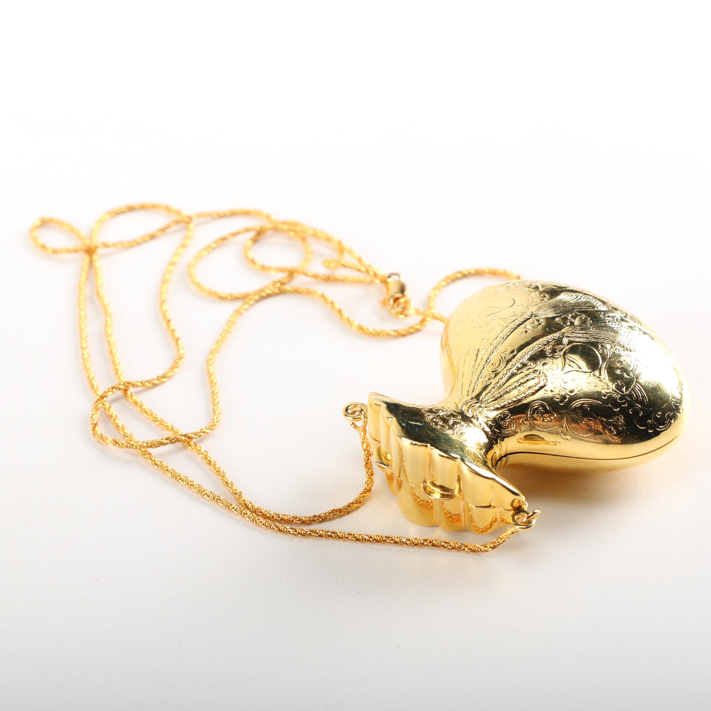 Judith Leiber Gold Tone Locket Pendant