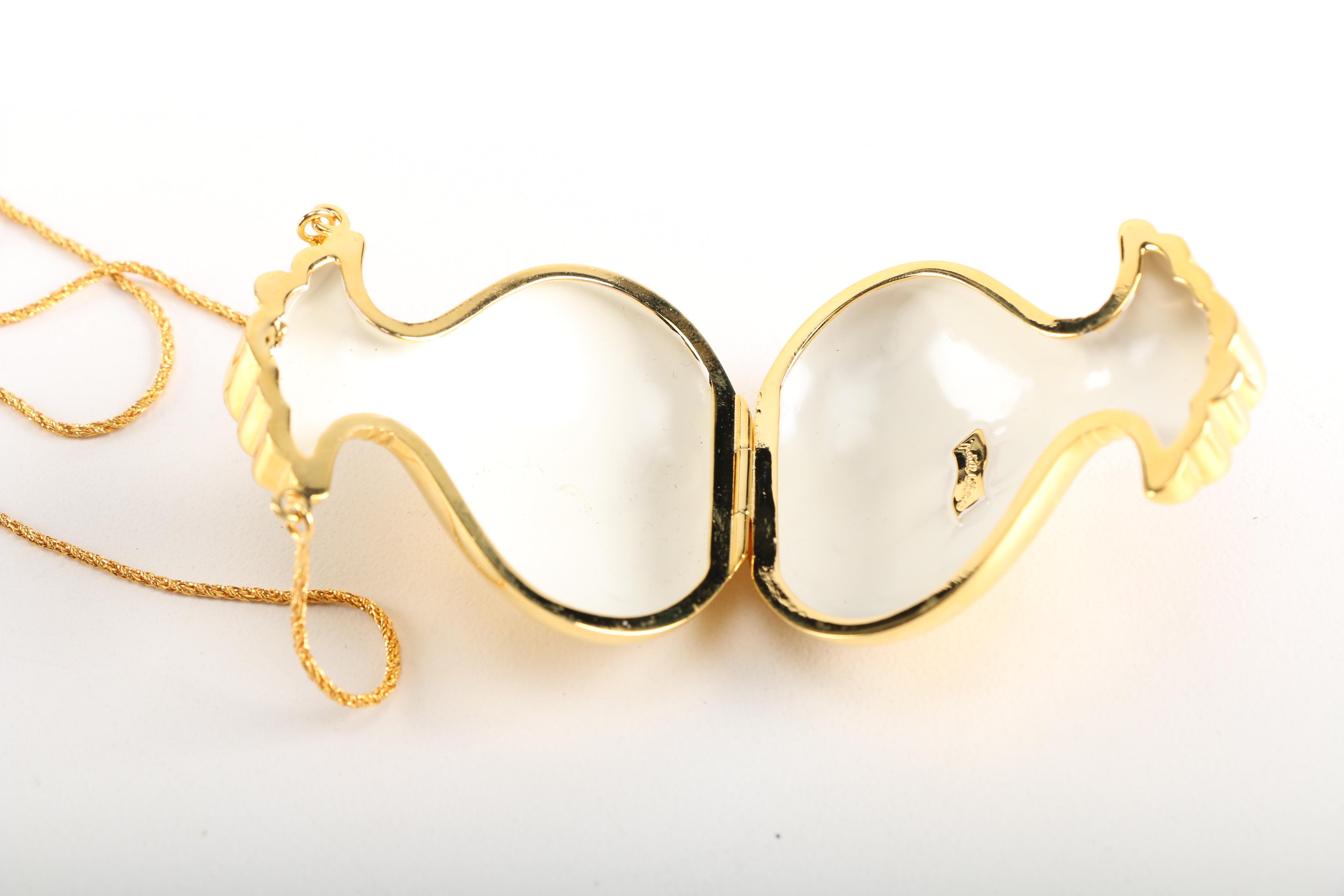 Judith Leiber Gold Tone Locket Pendant