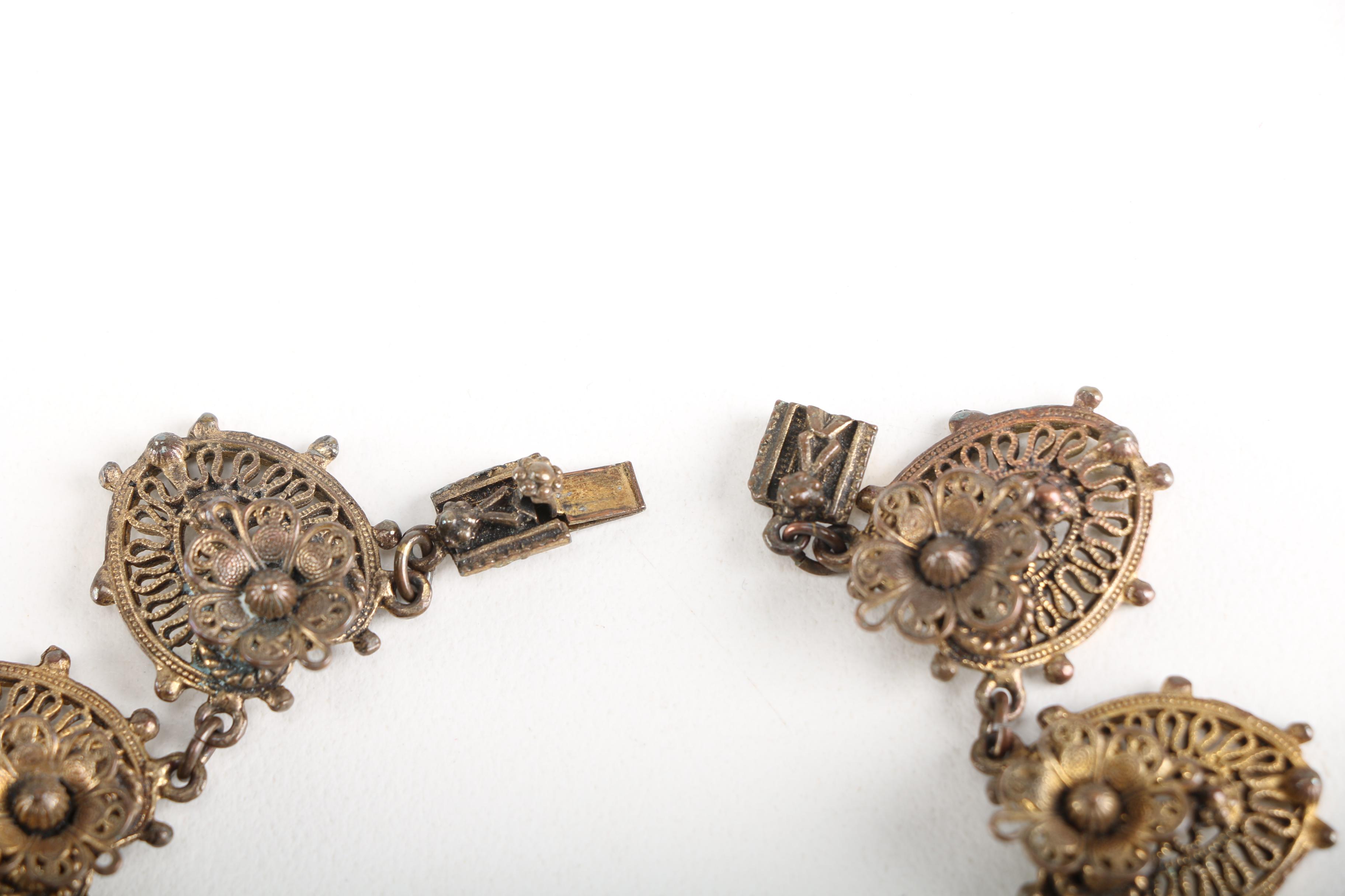 Costume Jewelry Necklaces Including Copper Tone Filigree Style