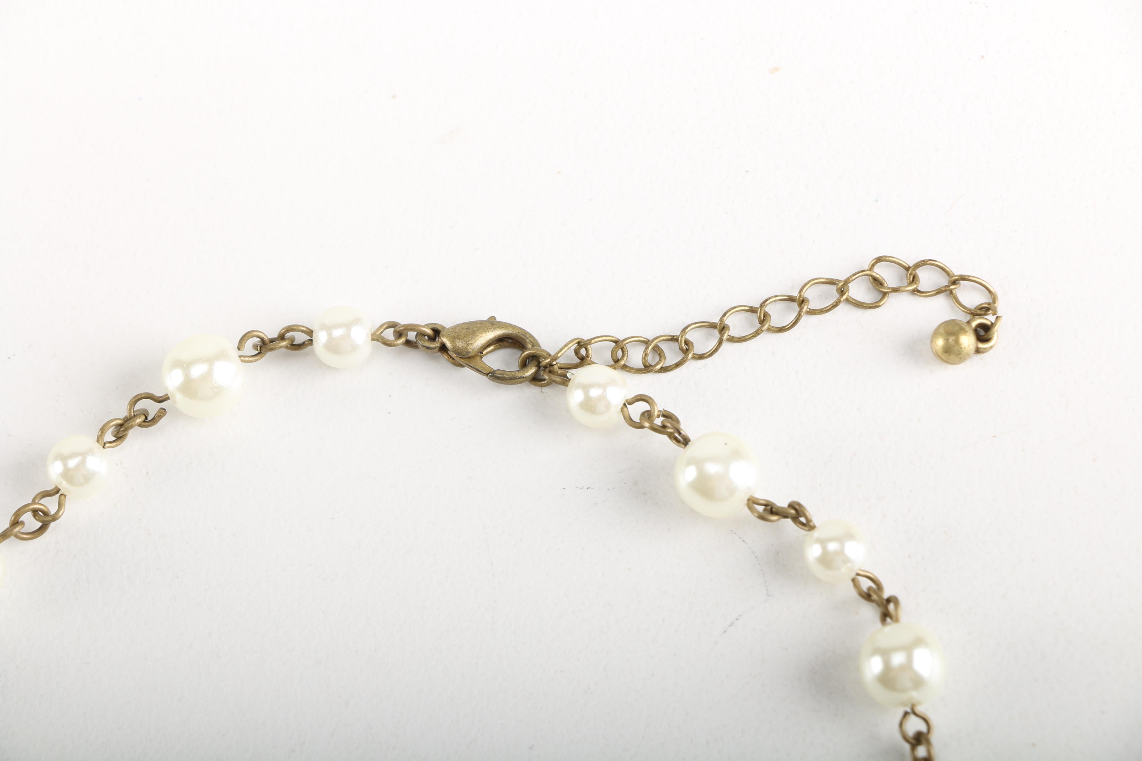 Costume Jewelry Necklaces Including Copper Tone Filigree Style