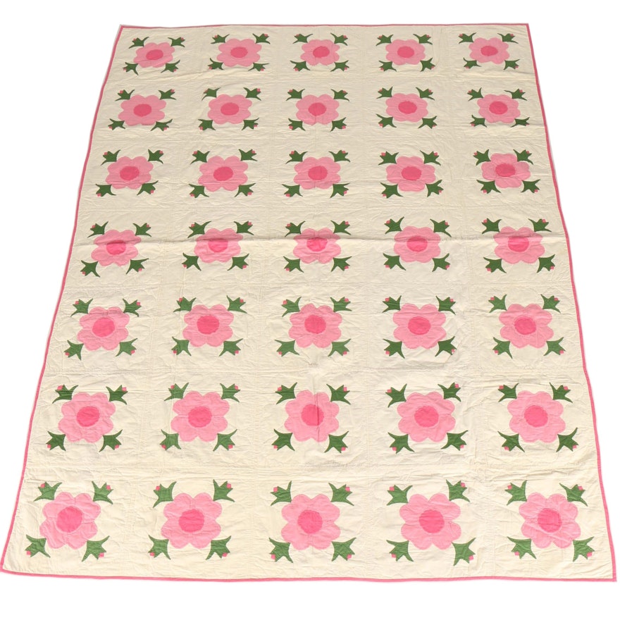 Vintage Applique Flower Quilt