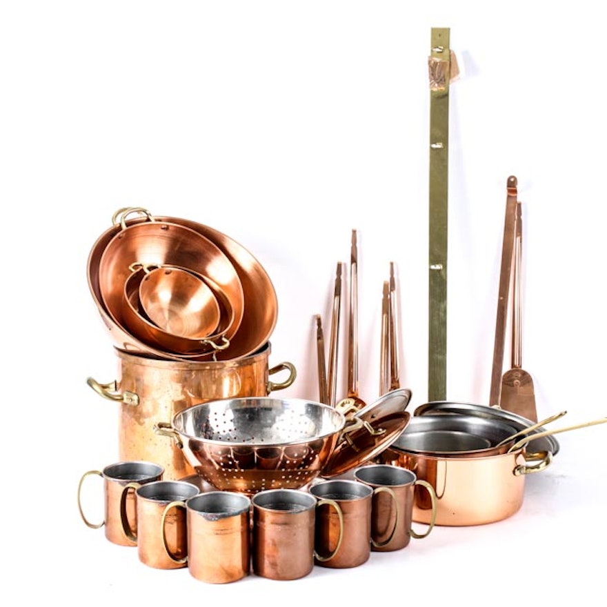 Collection of Copper Plated Kitchenware