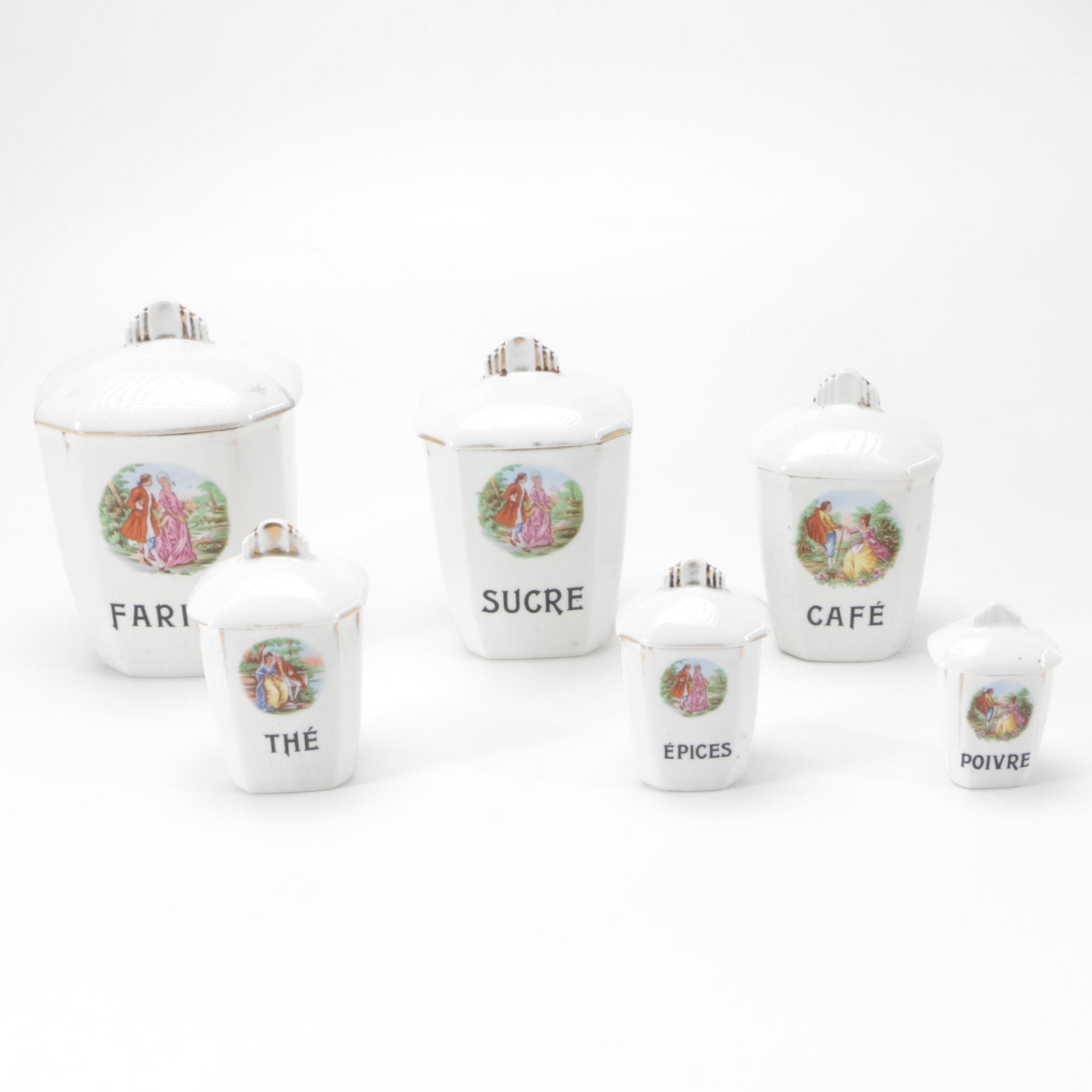 Vintage Limoges Porcelain Kitchen Canister Set