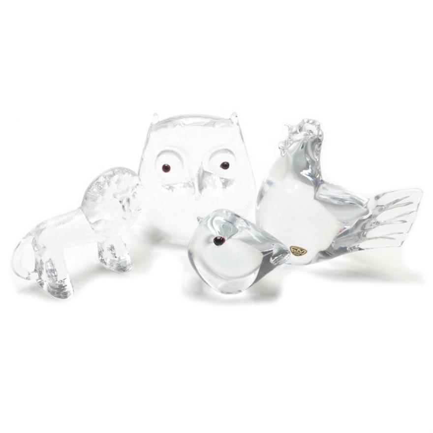 Glass Animal Figurines Featuring Kosta Boda and FM Konstglas