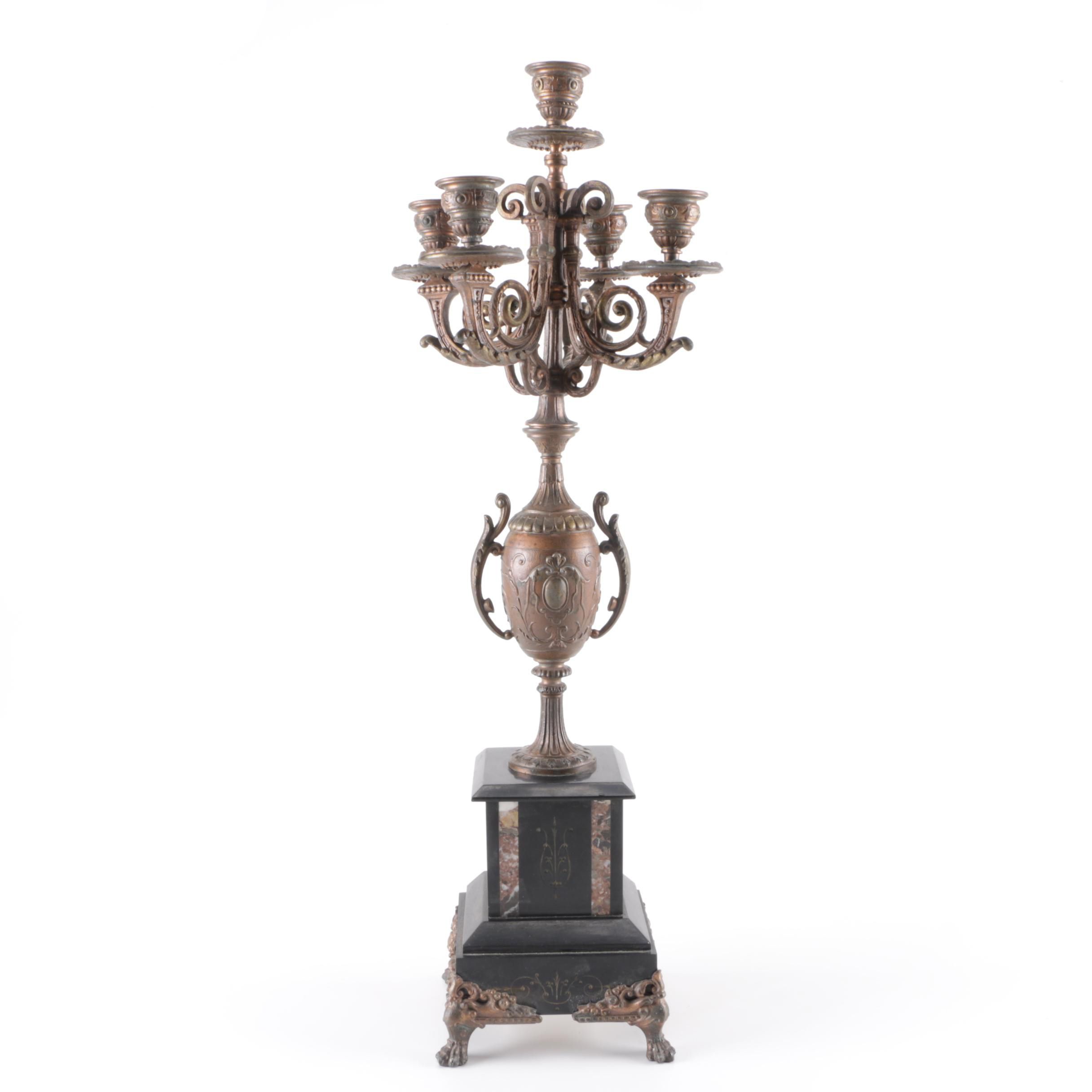 Brass and Marble Candelabrum