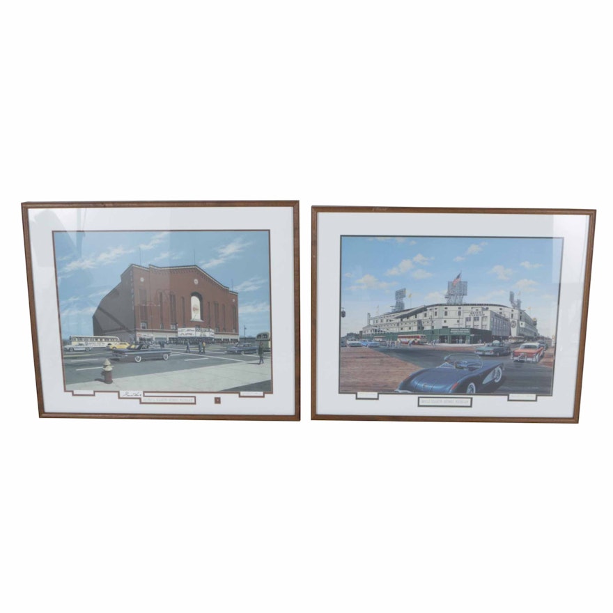 William Moss Limited Edition Lithographs of Detroit Stadiums
