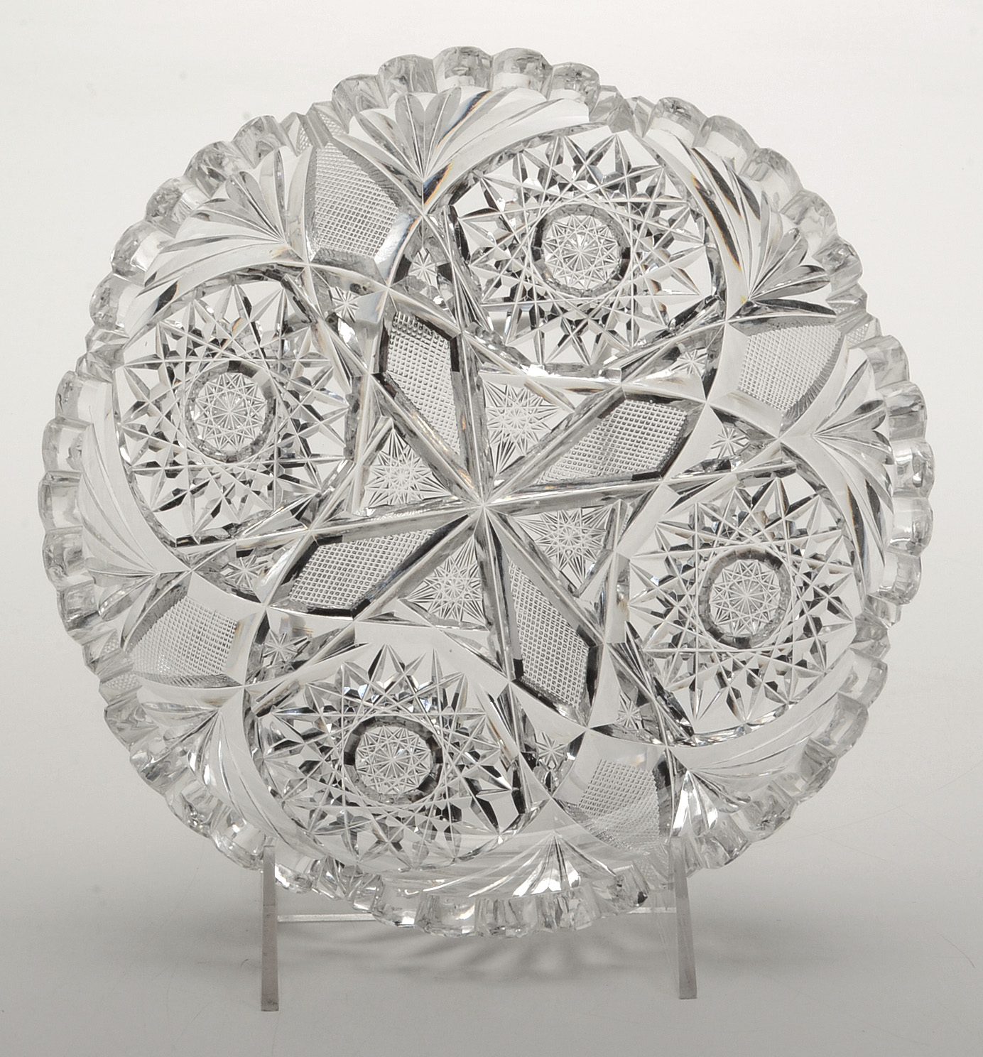 Two American Brilliant Period Cut Glass Libbey Bon-Bon Dishes