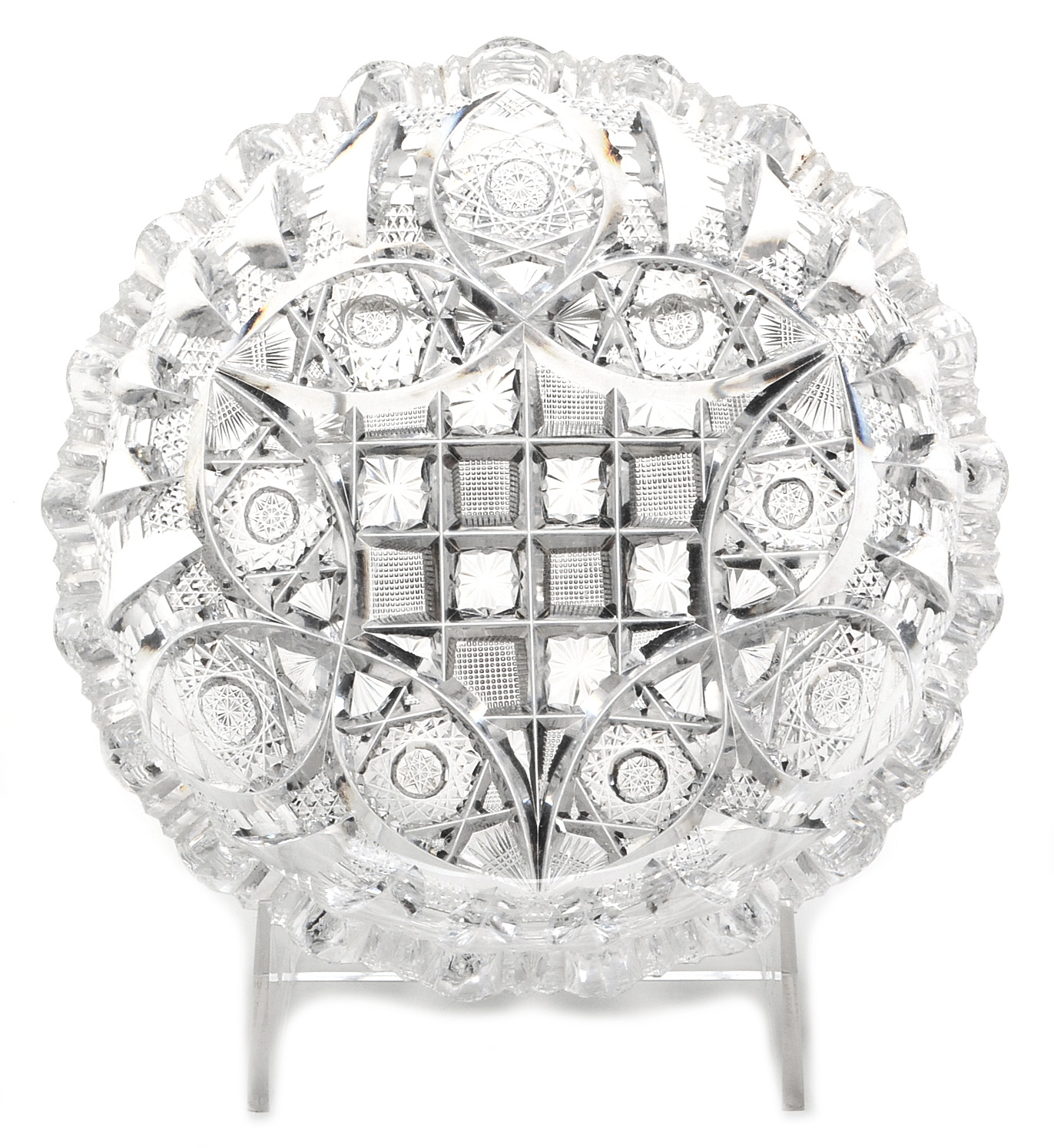 Two American Brilliant Period Cut Glass Libbey Bon-Bon Dishes