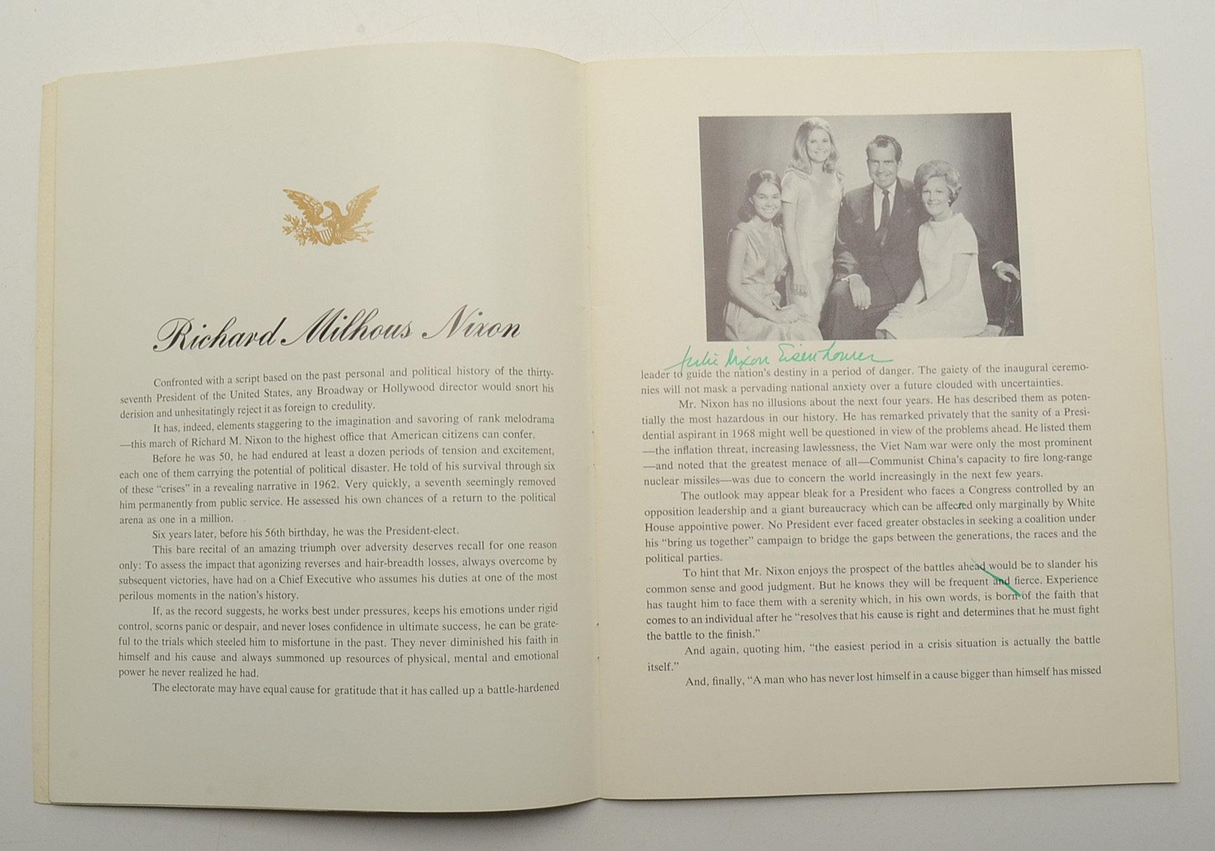 Autographed Spiro Agnew Official Inaugural Program