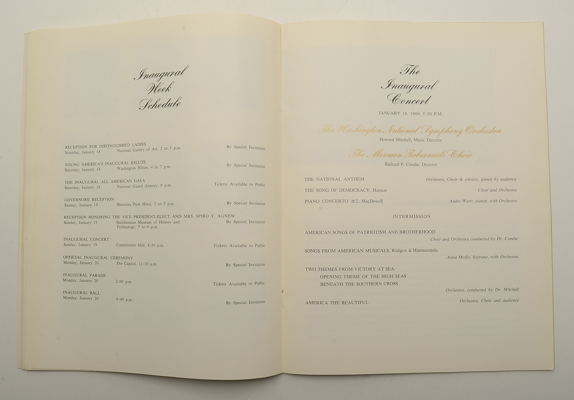 Autographed Spiro Agnew Official Inaugural Program