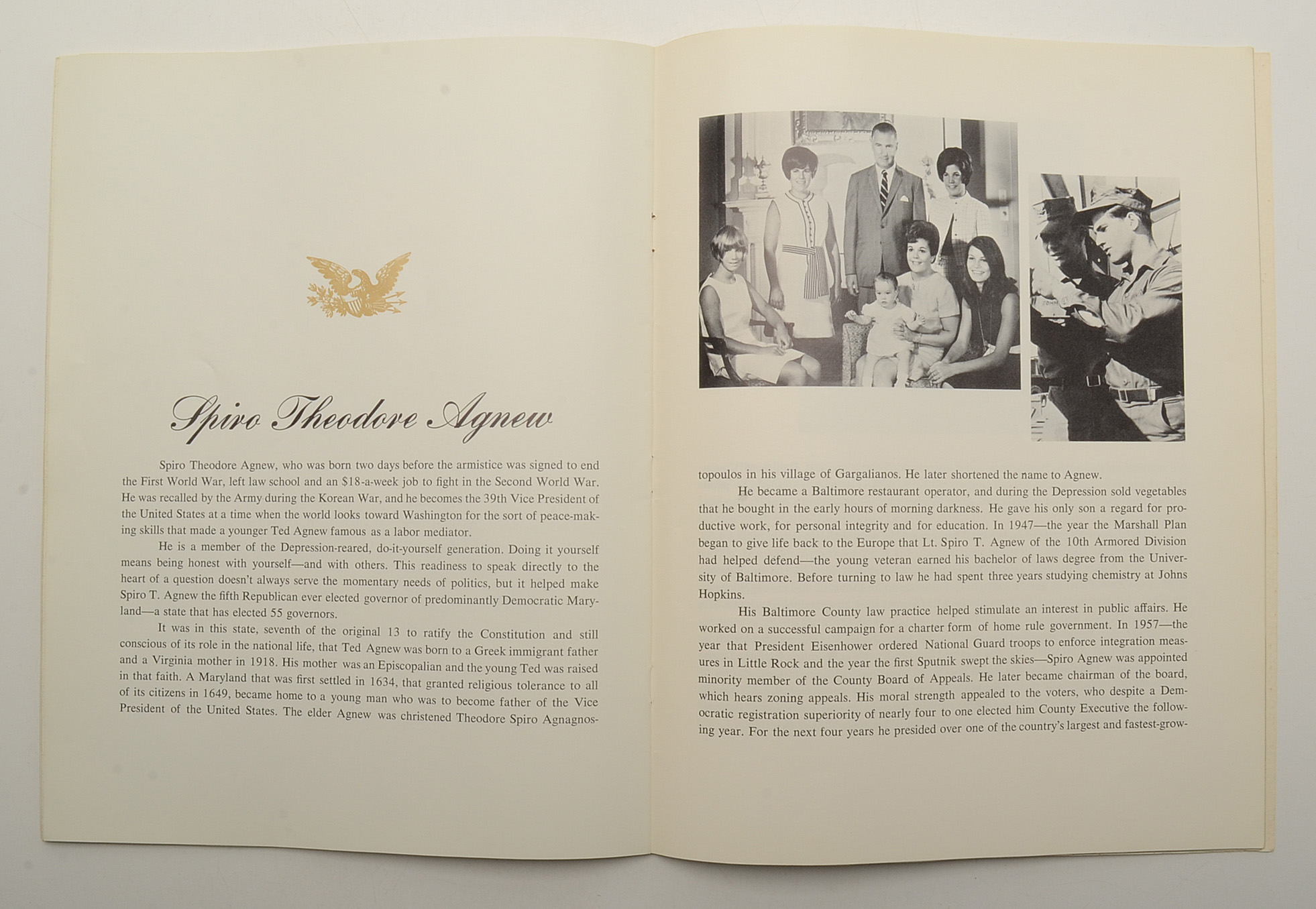 Autographed Spiro Agnew Official Inaugural Program