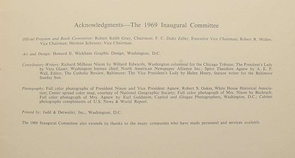 Autographed Spiro Agnew Official Inaugural Program