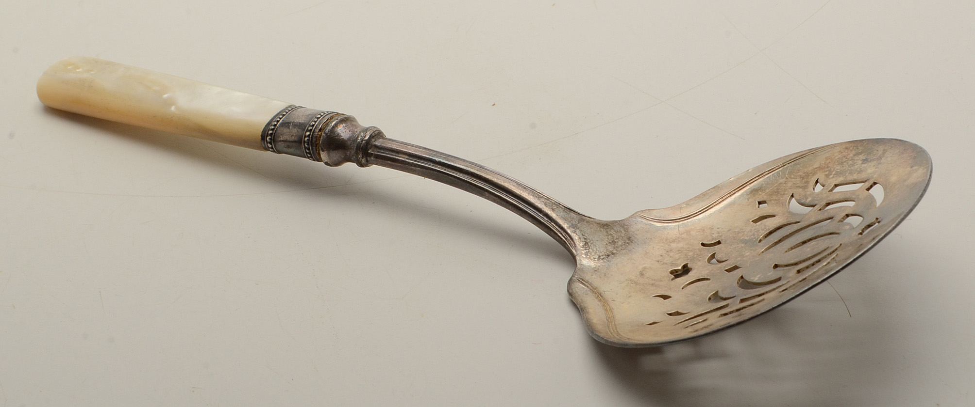 Silver Plated Bon-Bon Server and Antique Pewter Spoon