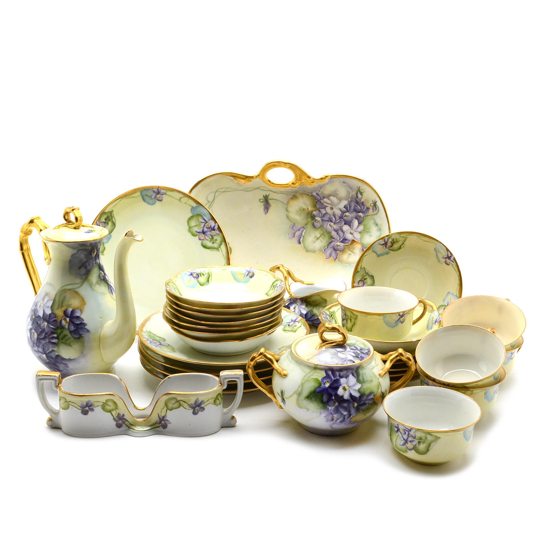 Amateur Hand Painted Porcelain Tea Set