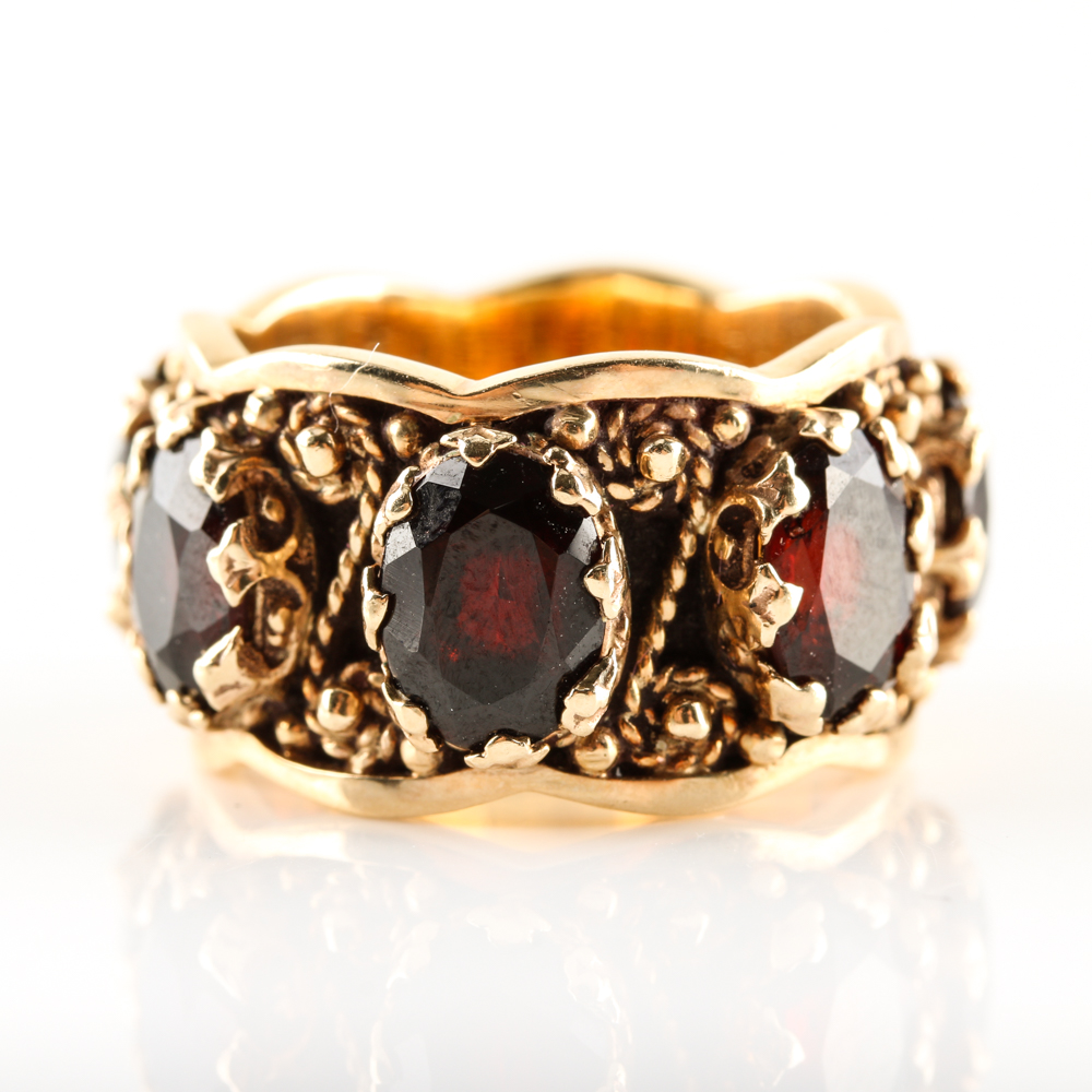 14K Yellow Gold Garnet Ring