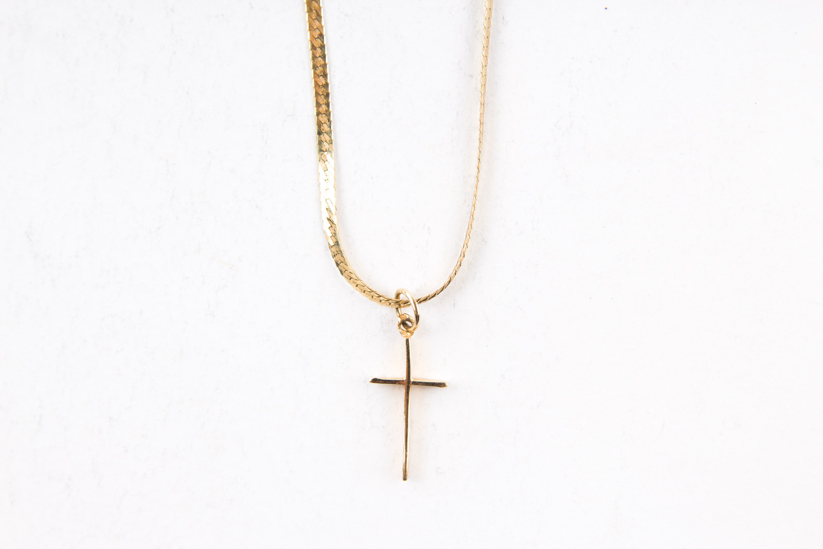 14K Gold Cross Pendant and Necklace