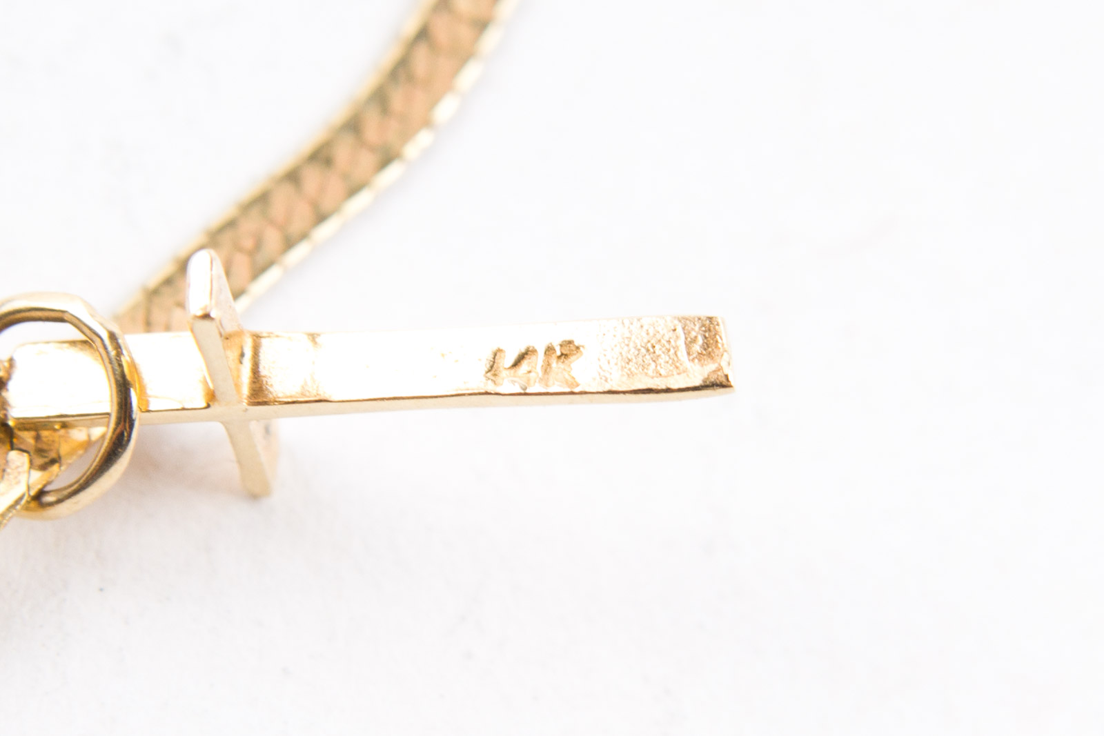 14K Gold Cross Pendant and Necklace