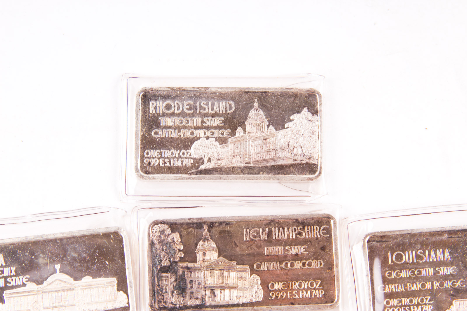 Large Grouping of Hamilton Mint State Themed One Troy Ounce .999 Silver Ingots