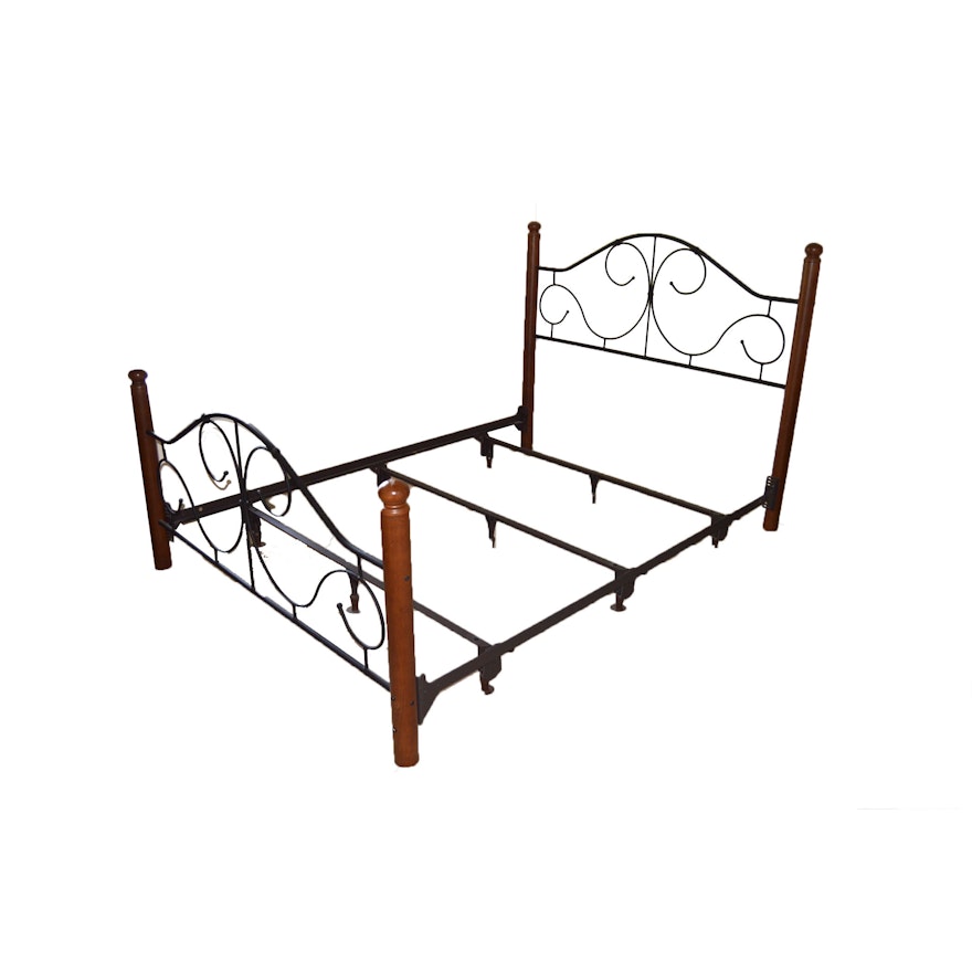 Cherry and Scroll Metal Queen Bed Frame