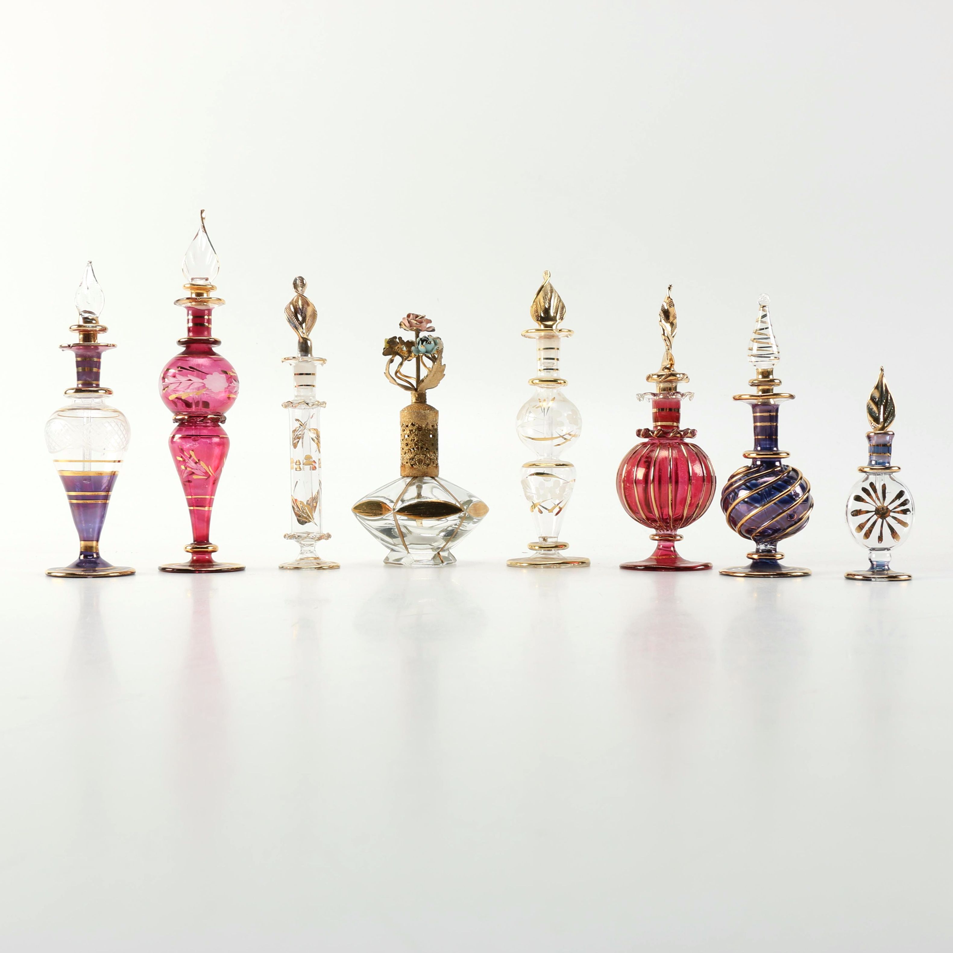 Collection of Blown Glass Perfume Bottles