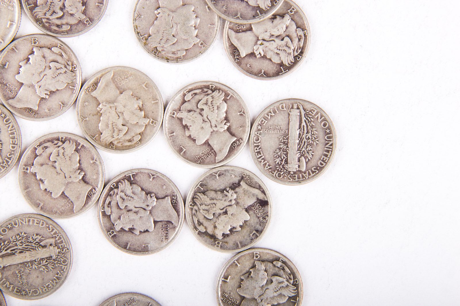 Grouping of 1940s Mercury Silver Dimes