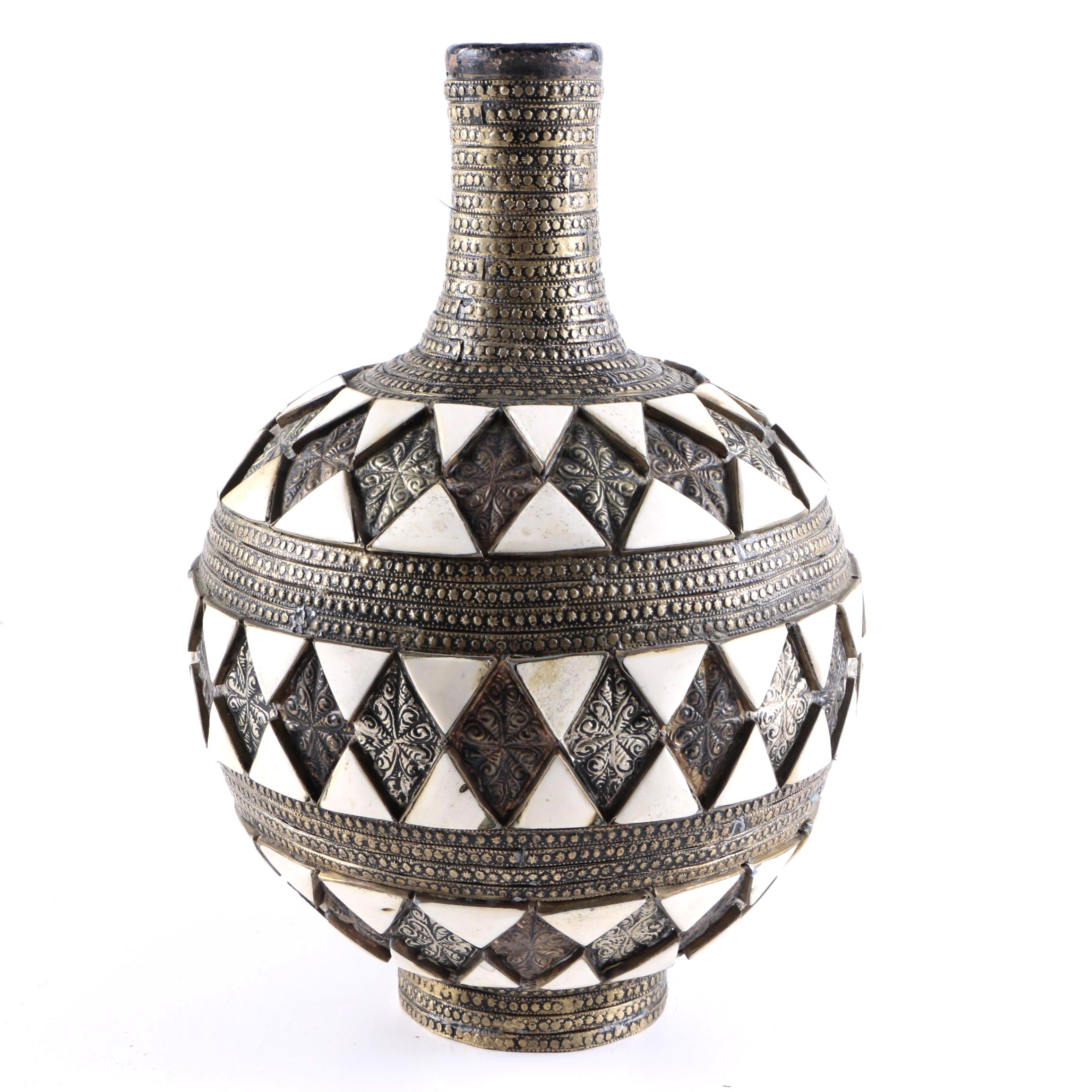 Vase with Bone and Brass Adornment