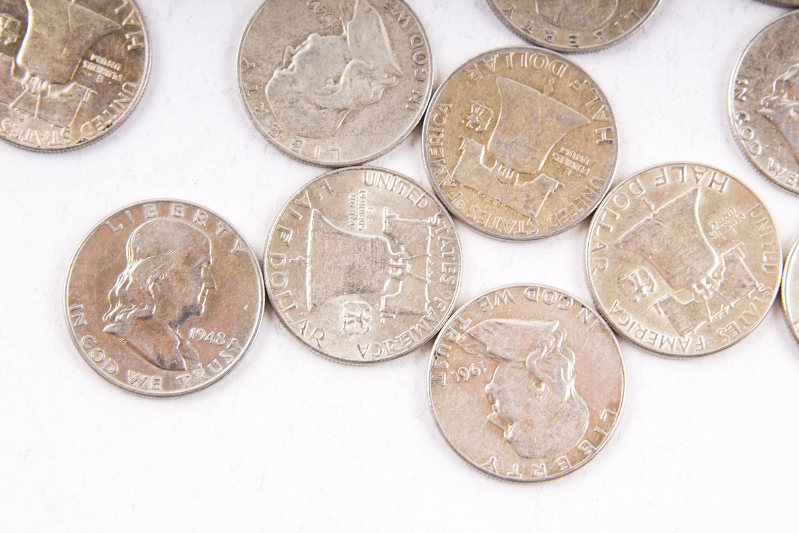 Grouping of Benjamin Franklin Silver Half Dollars