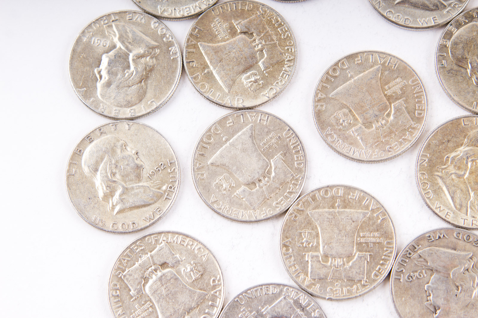 Grouping of Benjamin Franklin Silver Half Dollars