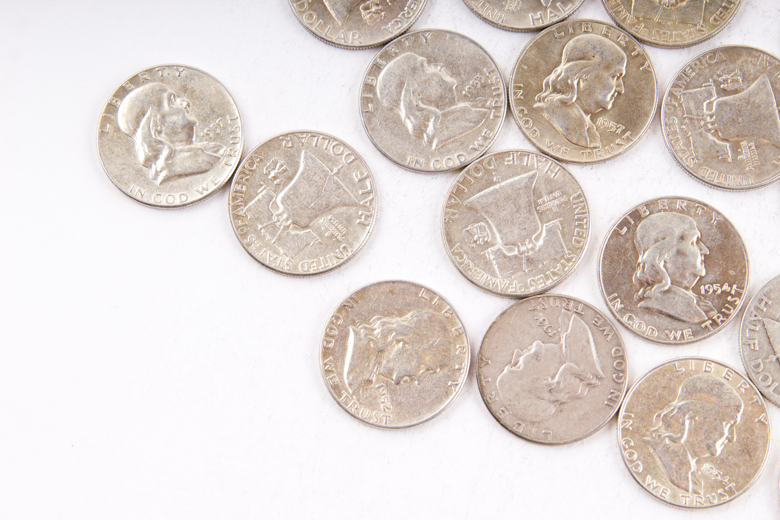 Grouping of Benjamin Franklin Silver Half Dollars