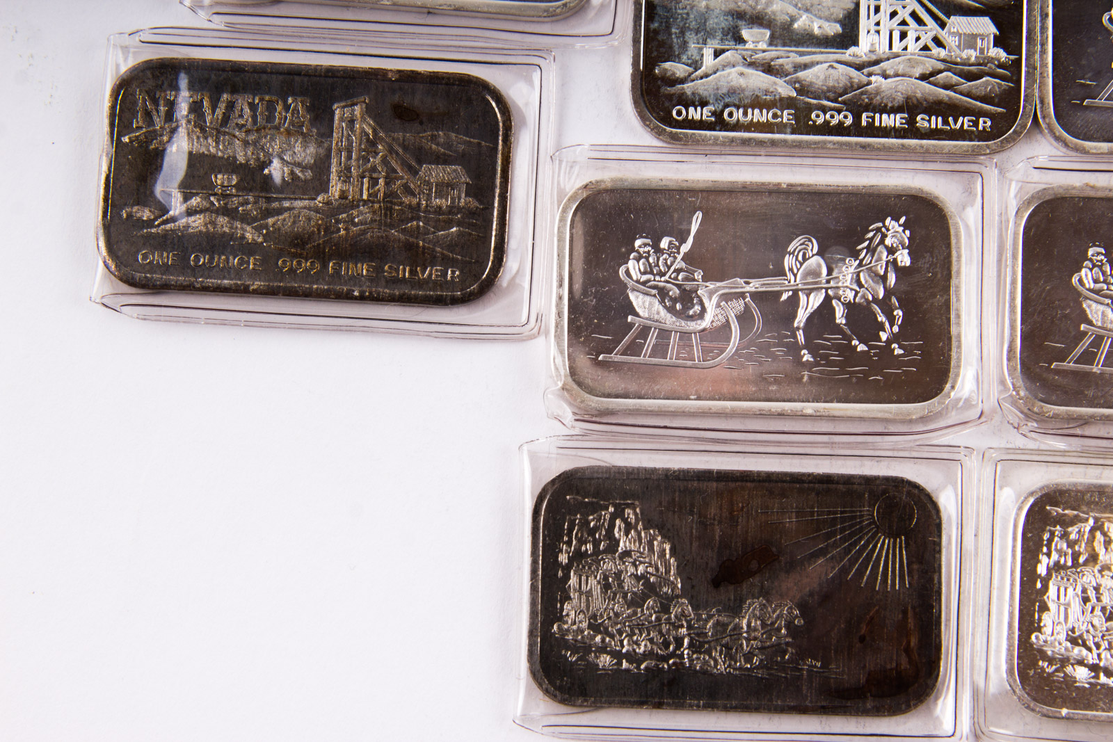 Large Grouping of Silver Towne One Troy Ounce .999 Silver Ingots