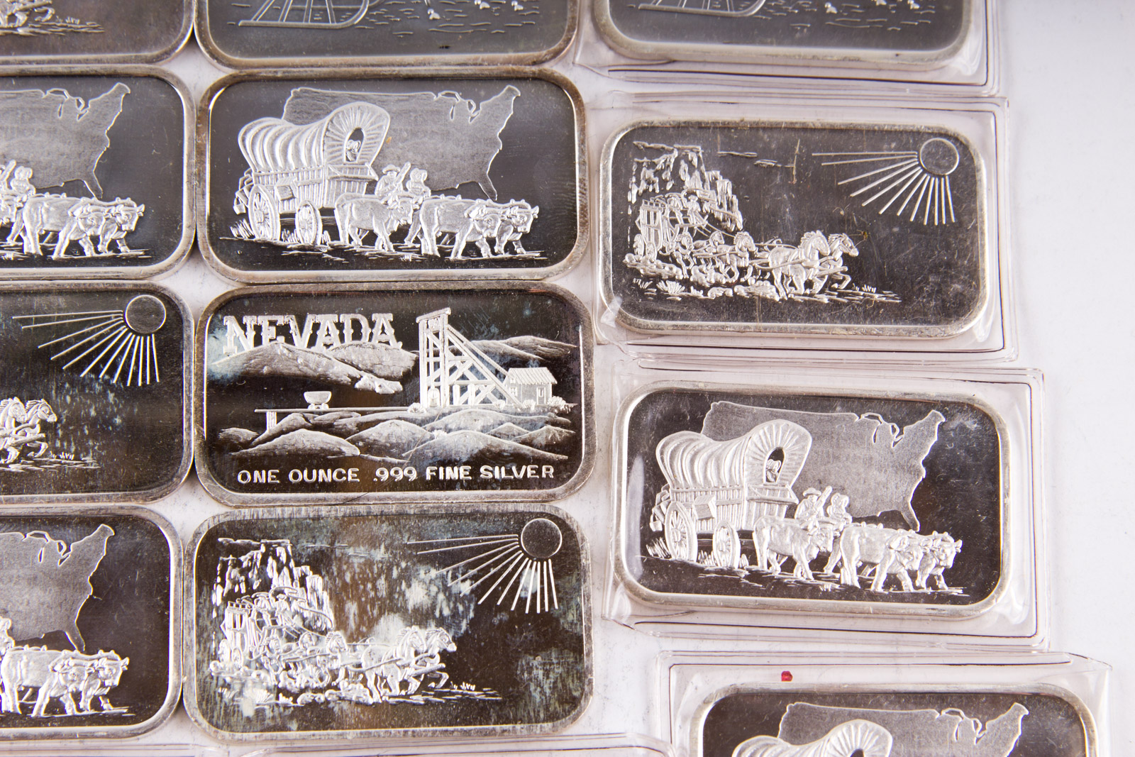 Large Grouping of Silver Towne One Troy Ounce .999 Silver Ingots