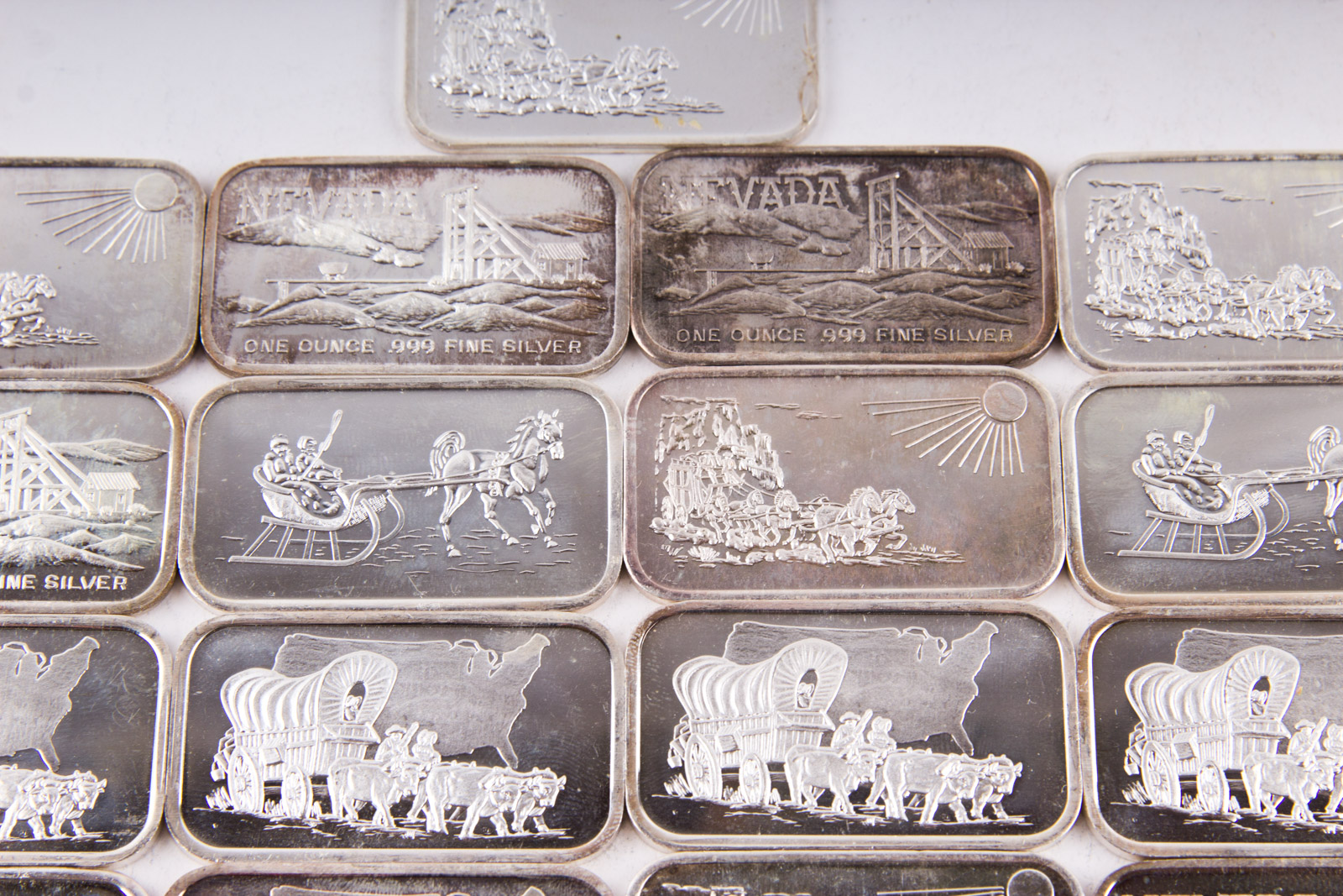 Large Grouping of Silver Towne One Troy Ounce .999 Silver Ingots