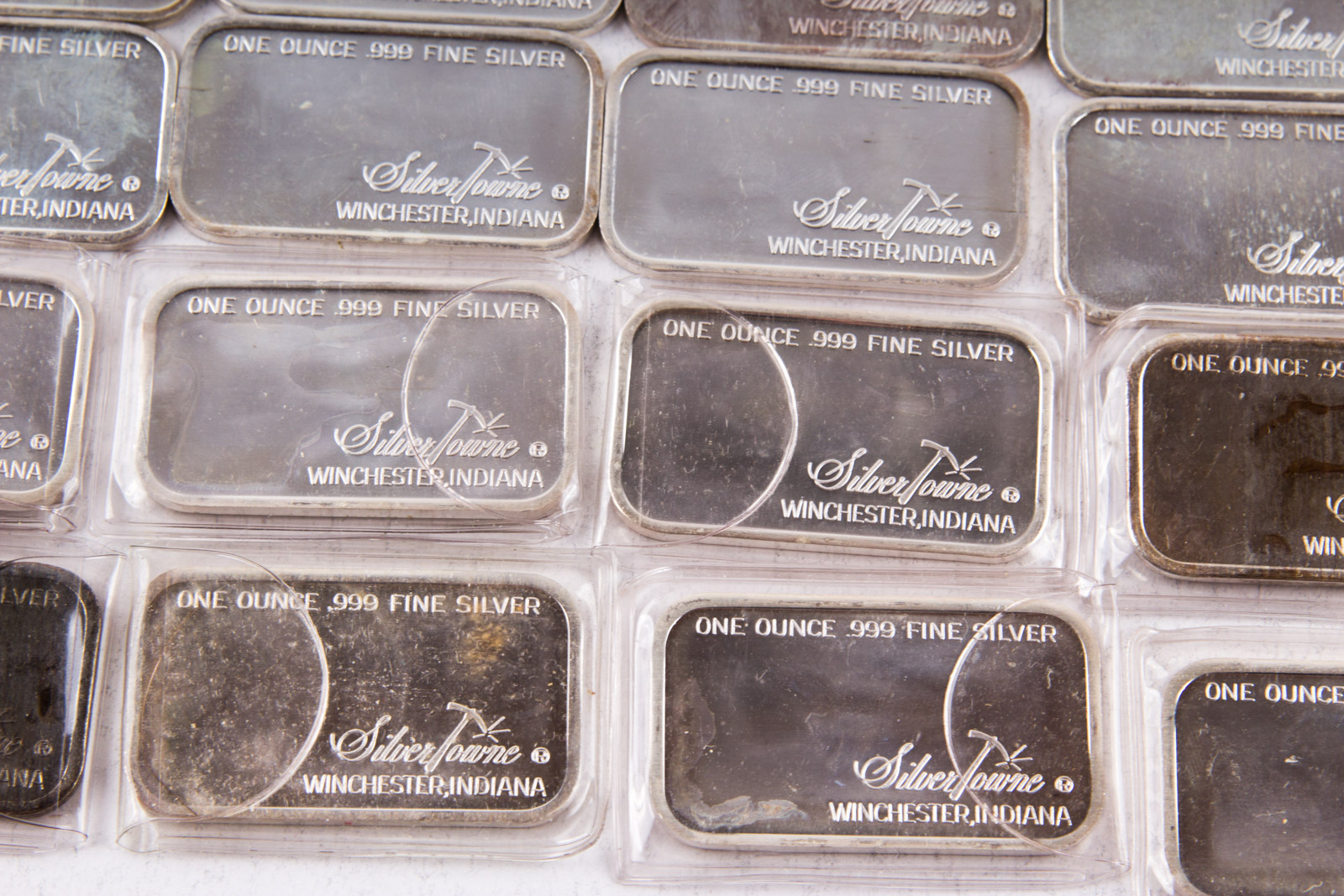 Large Grouping of Silver Towne One Troy Ounce .999 Silver Ingots