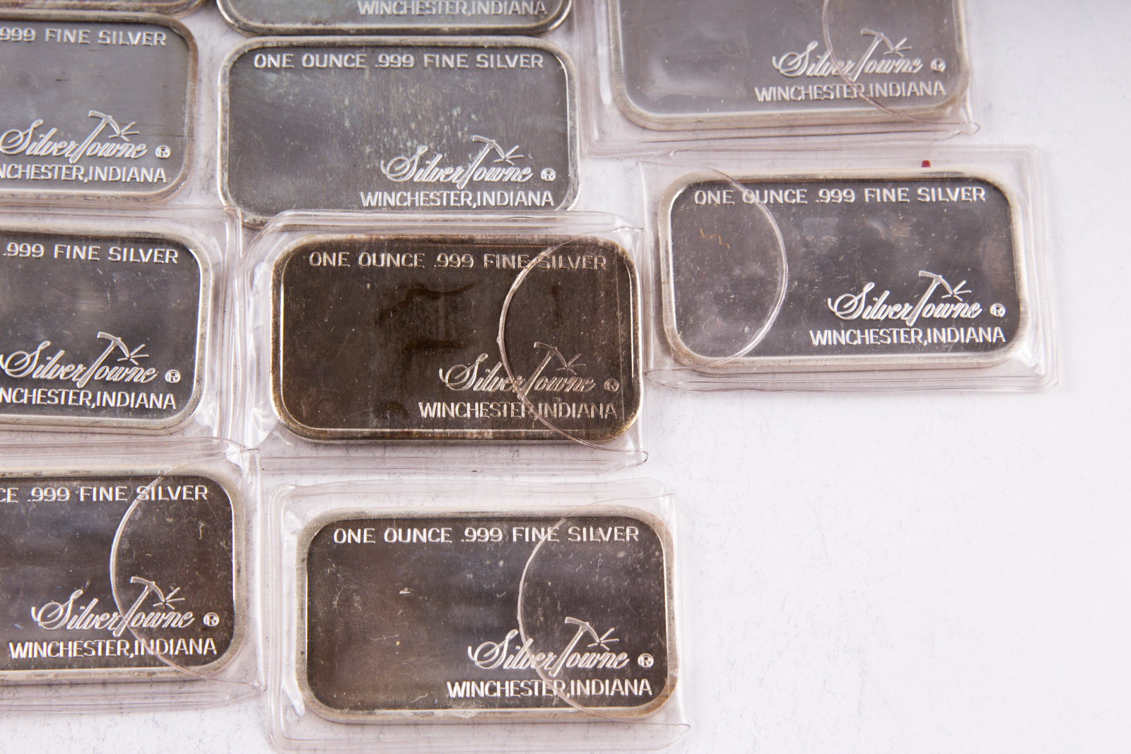 Large Grouping of Silver Towne One Troy Ounce .999 Silver Ingots