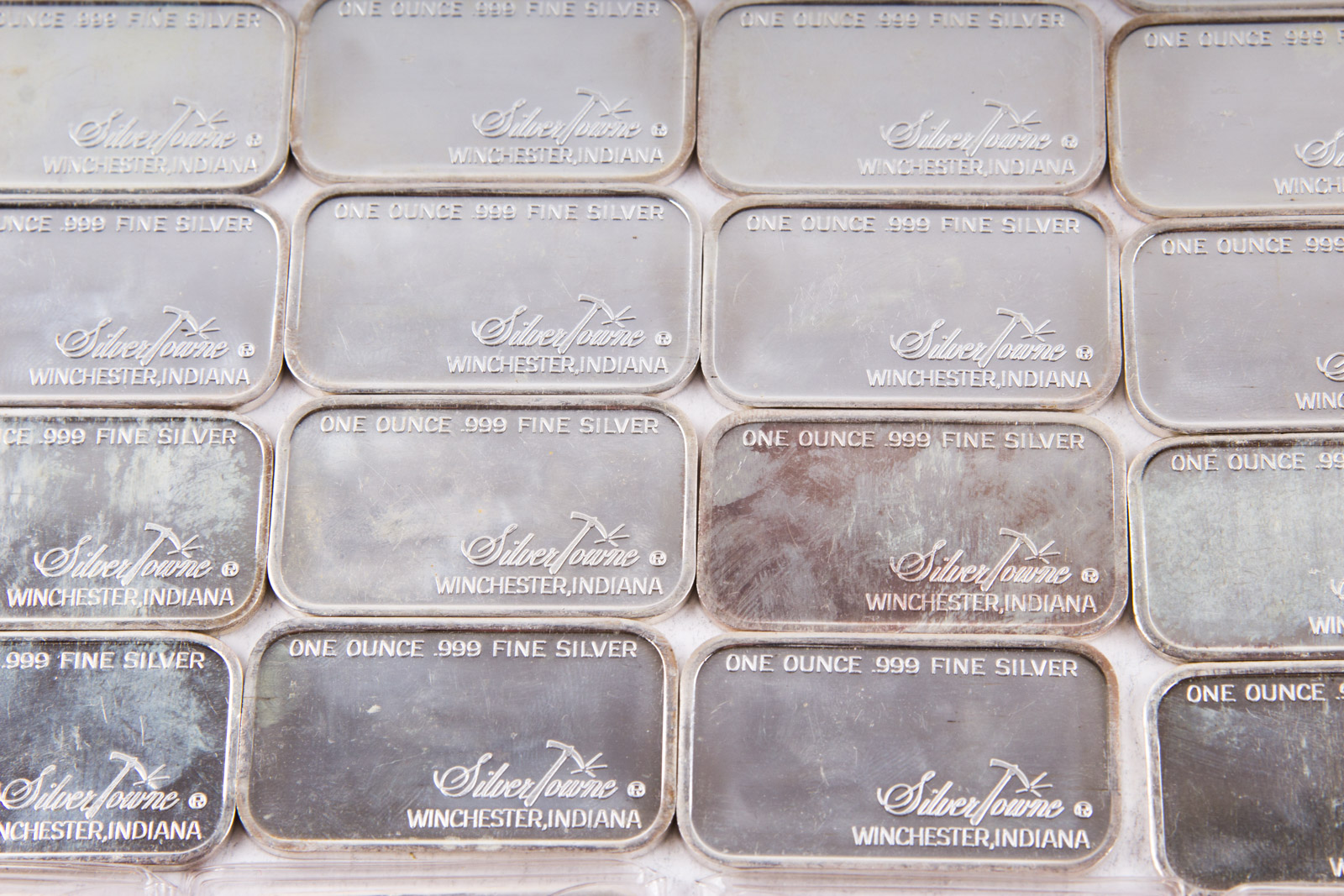 Large Grouping of Silver Towne One Troy Ounce .999 Silver Ingots