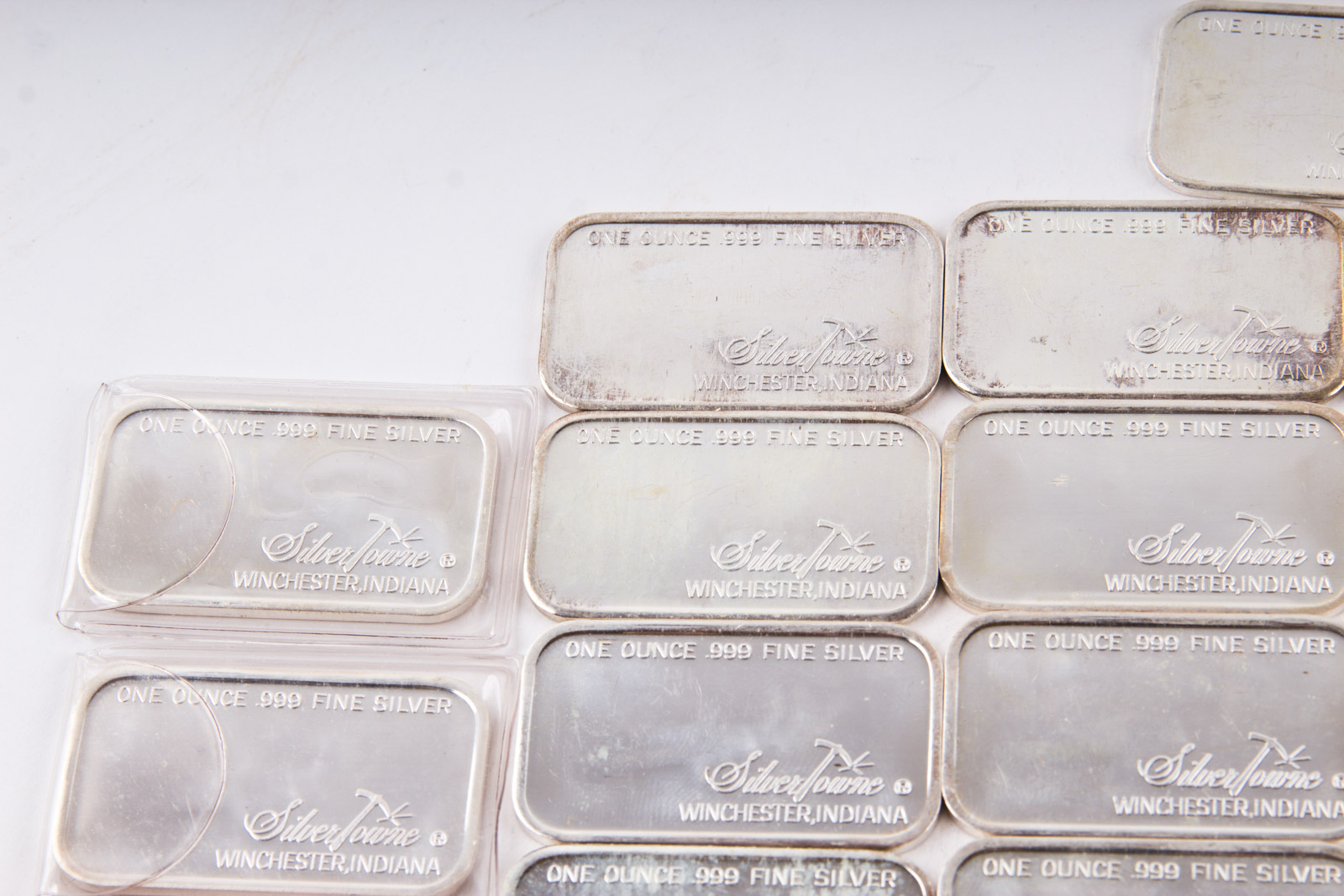 Large Grouping of Silver Towne One Troy Ounce .999 Silver Ingots