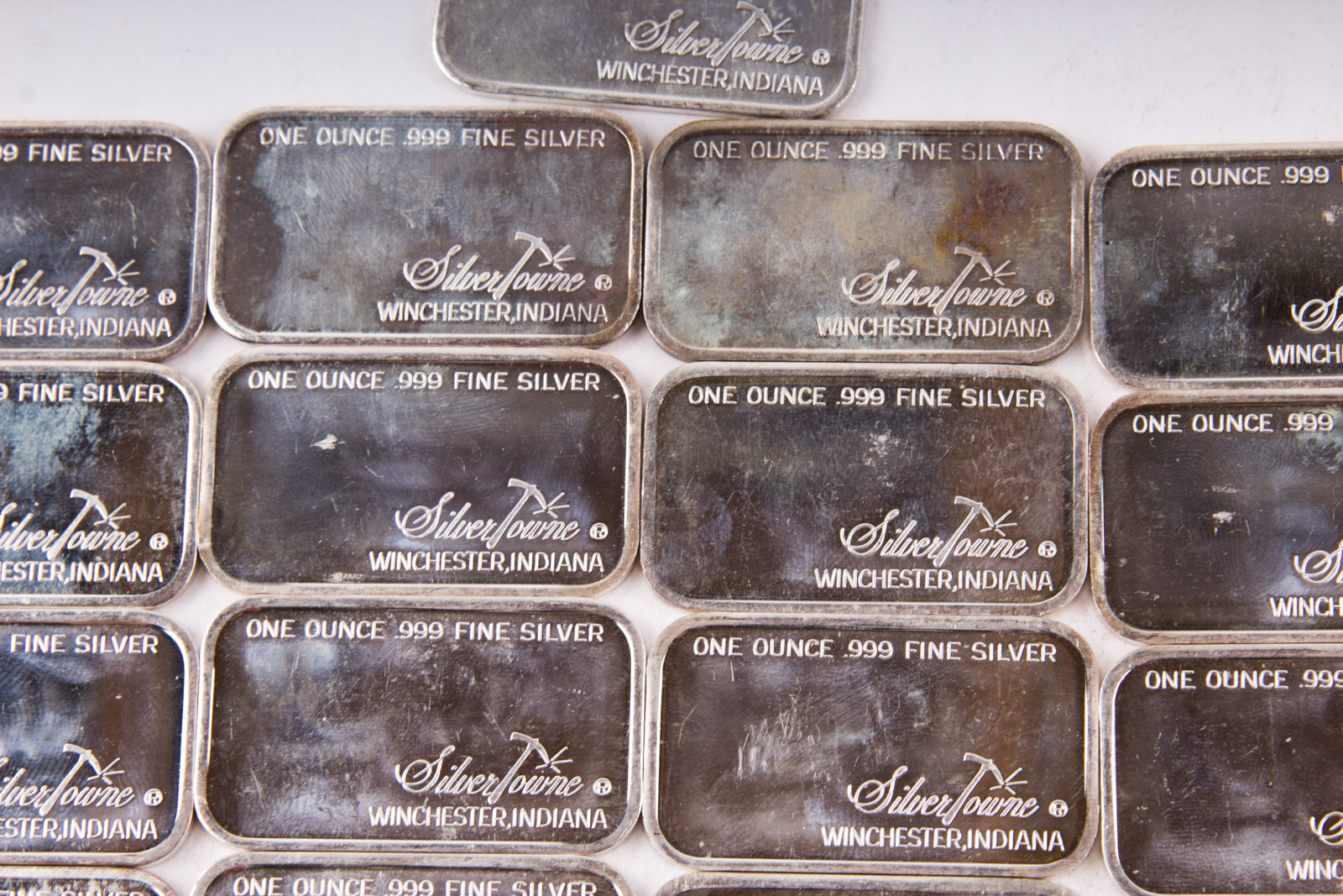 Large Grouping of Silver Towne One Troy Ounce .999 Silver Ingots