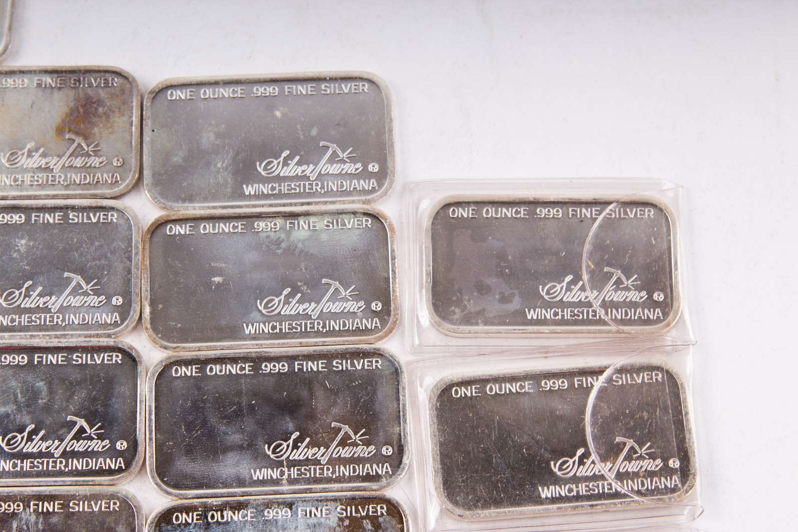 Large Grouping of Silver Towne One Troy Ounce .999 Silver Ingots