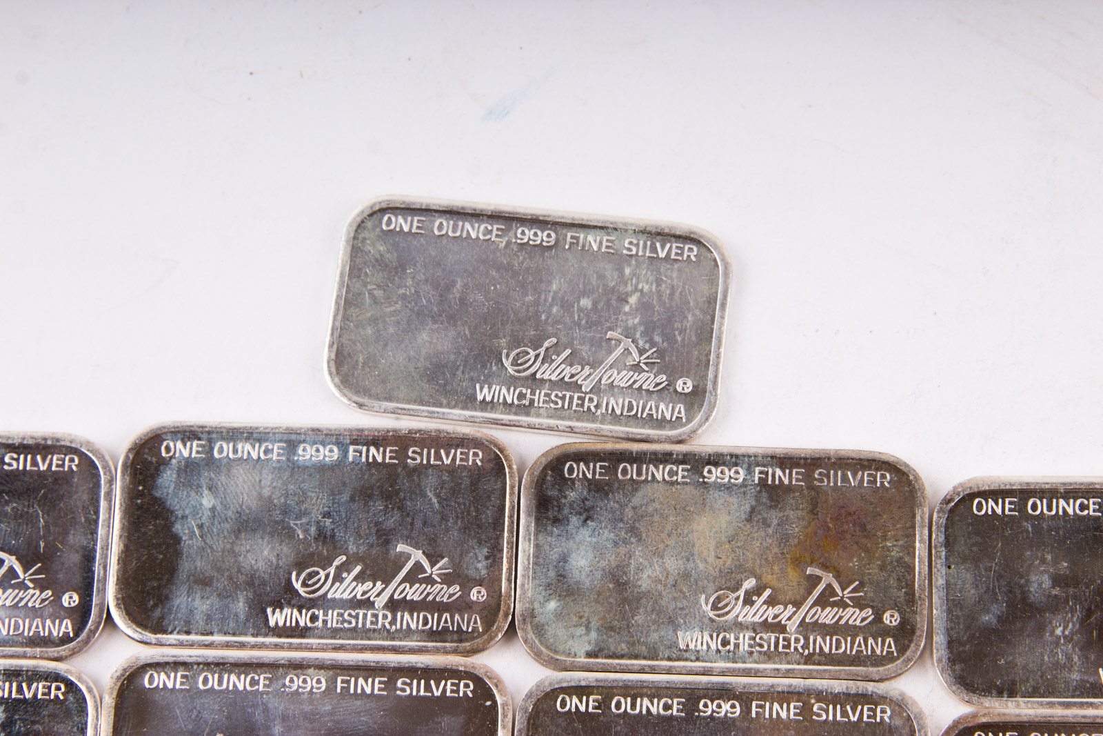 Large Grouping of Silver Towne One Troy Ounce .999 Silver Ingots