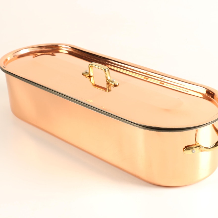 Copper Fish Poaching Pan with Rack