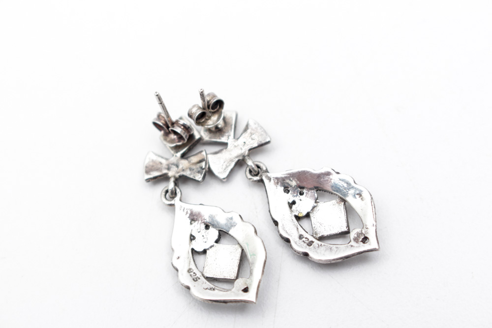 Sterling Silver and Marcasite Necklace and Earring Set