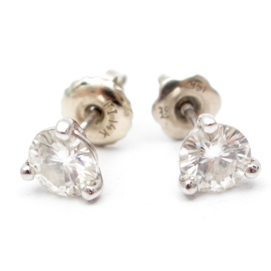 14K White Gold Moissanite Earrings