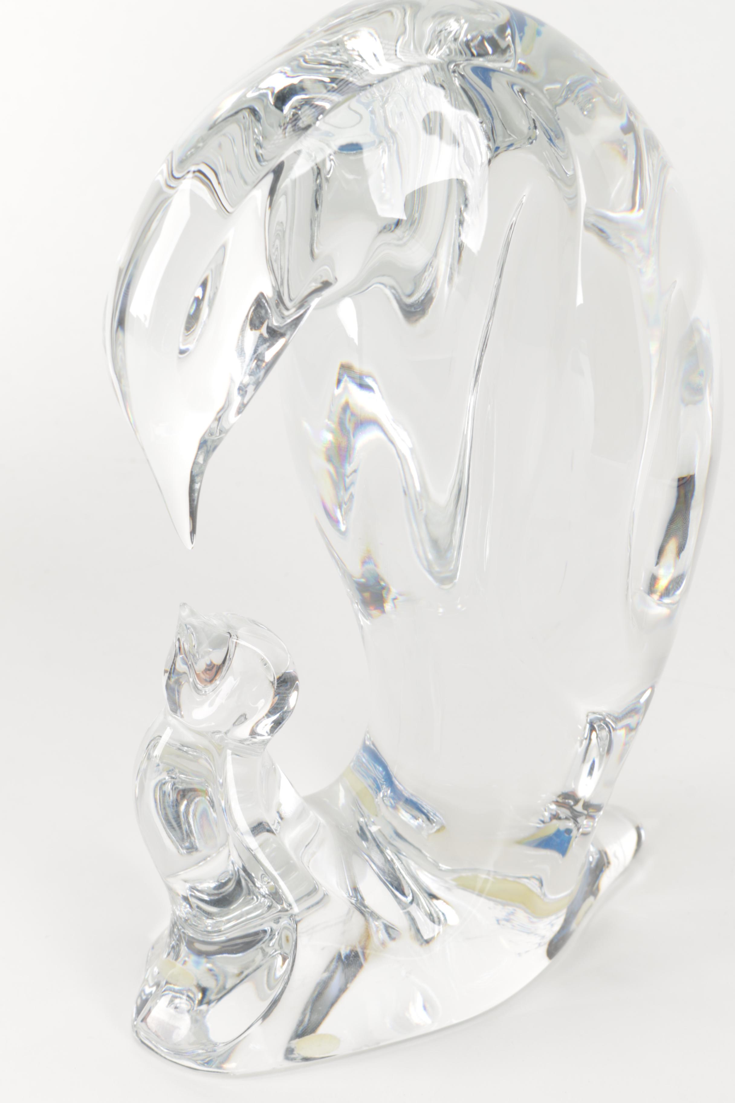 Baccarat Crystal Penguin Hand Cooler With Baby