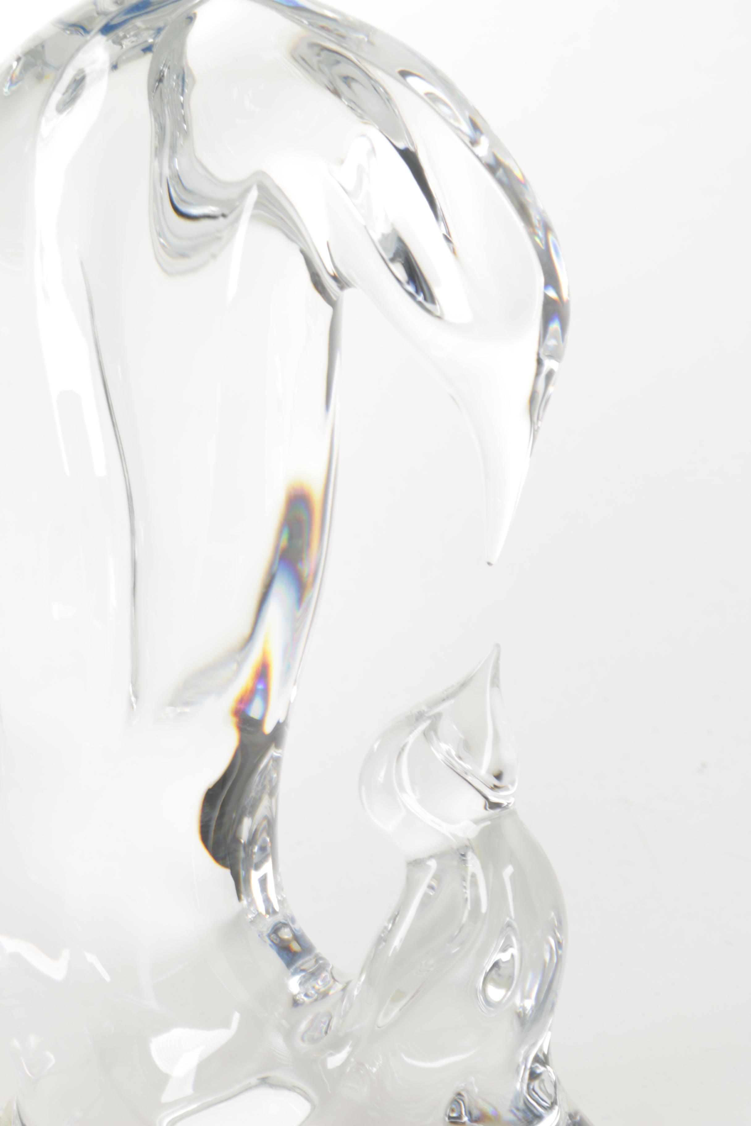 Baccarat Crystal Penguin Hand Cooler With Baby